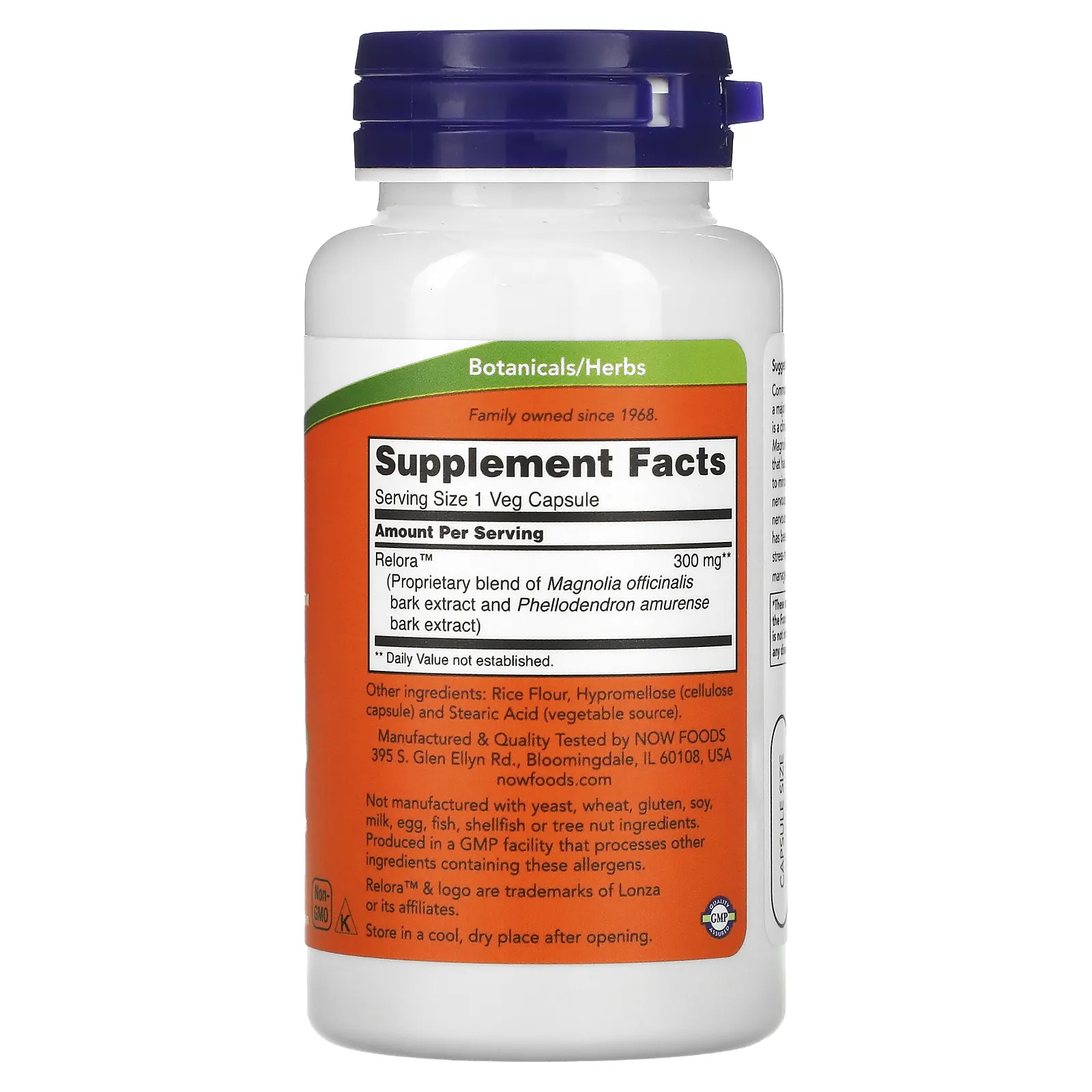 NOW Foods, Relora, 300 мг, 60 растительных капсул