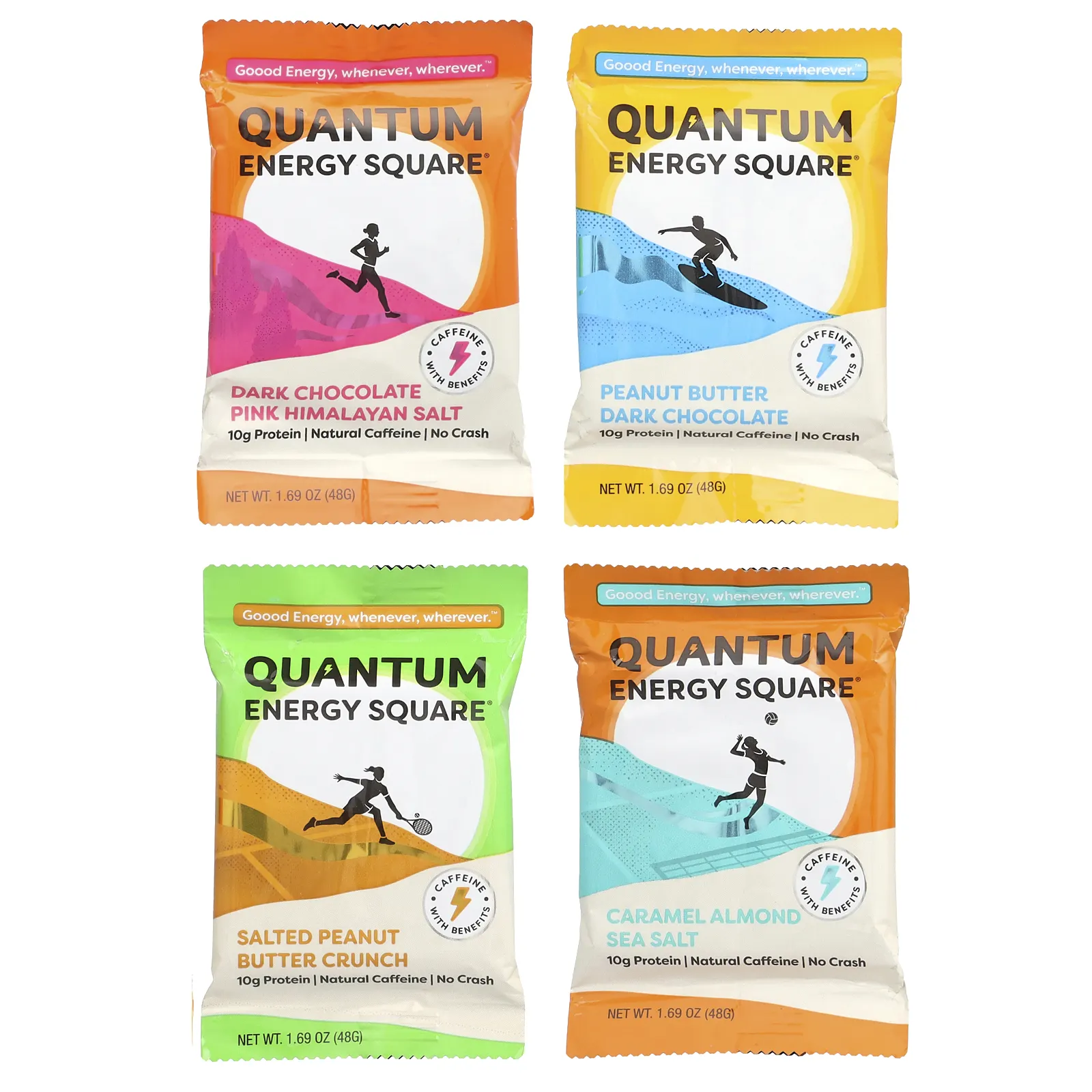 Quantum Energy Square, Variety Adventure 8-Pack, 8 Squares, 1.69 oz (48 g) Each