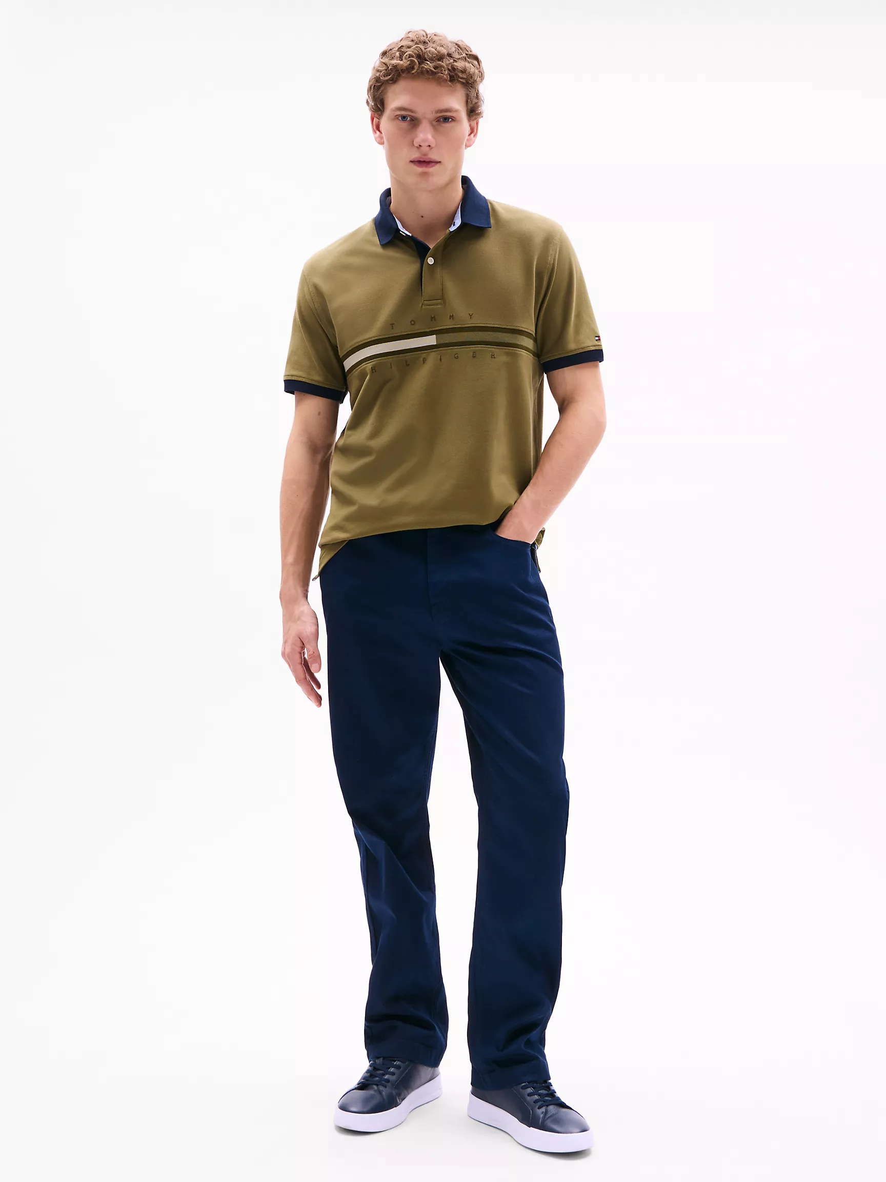 Мужское поло Tommy Hilfiger, Полосатое поло стандартного кроя в тон Tommy