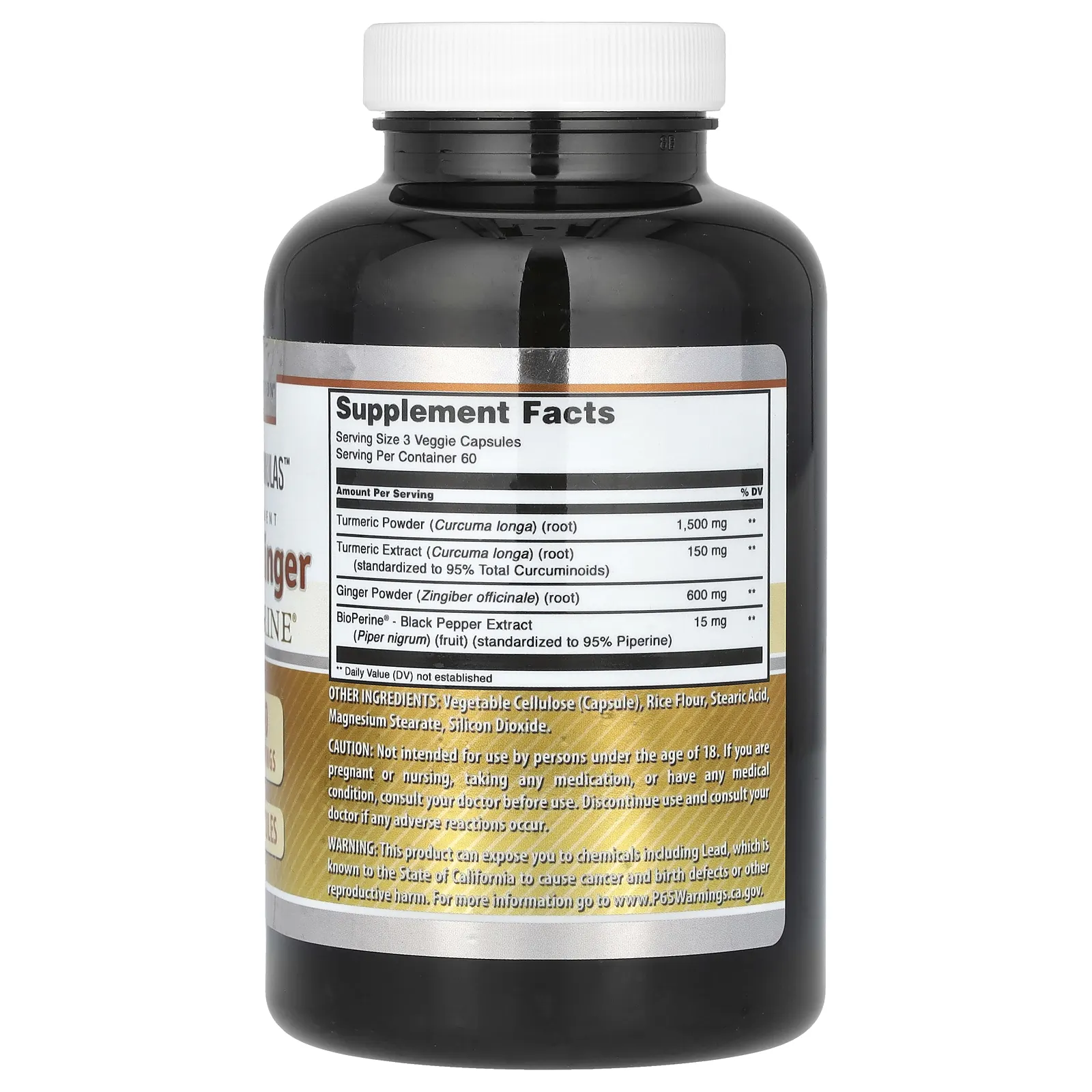 Amazing Nutrition, Куркума и имбирь с биоперином, 750 мг, 180 растительных капсул