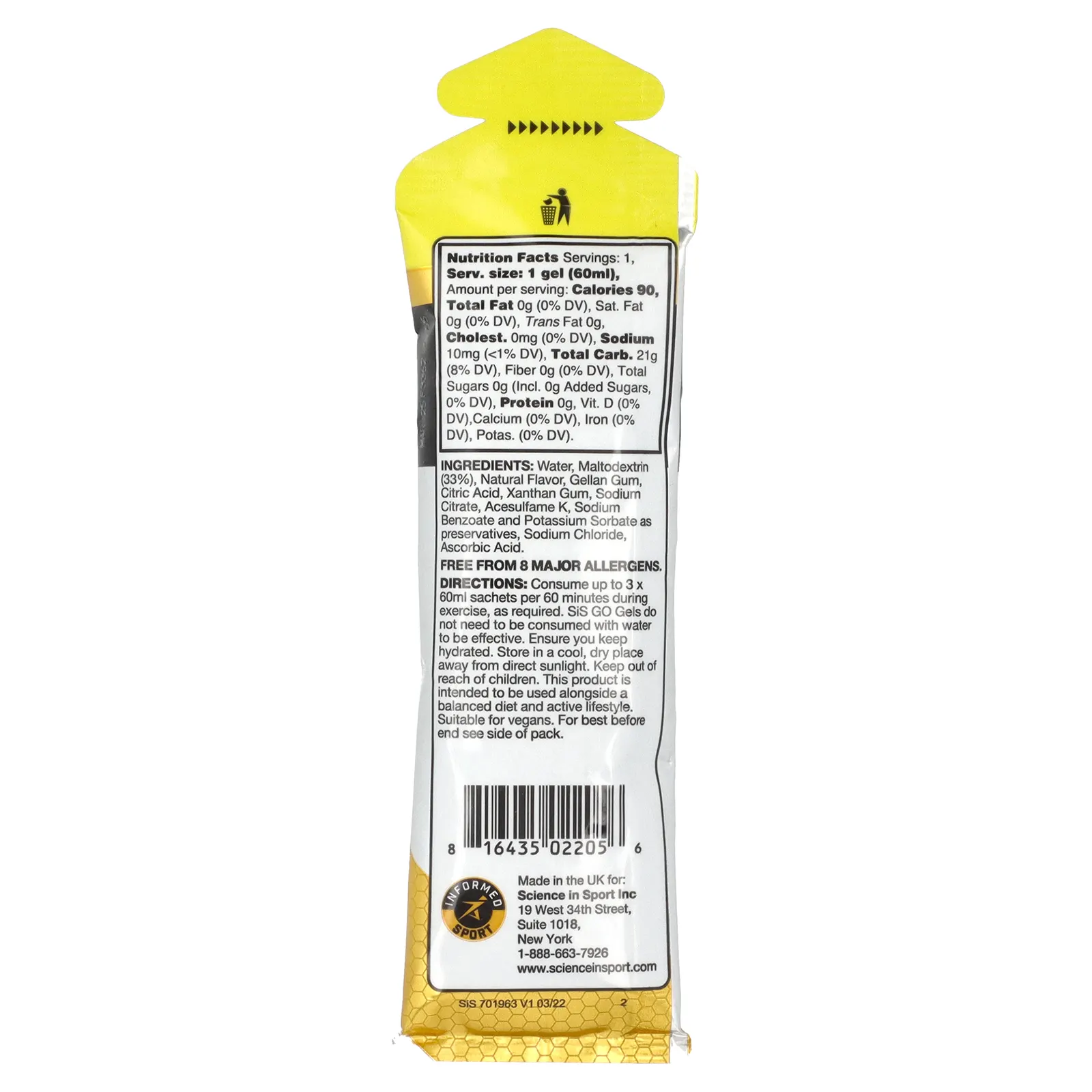 Science in Sport, GO Isotonic Energy Gel, ананас, 30 пакетиков по 60 мл (2 жидк. Унции)