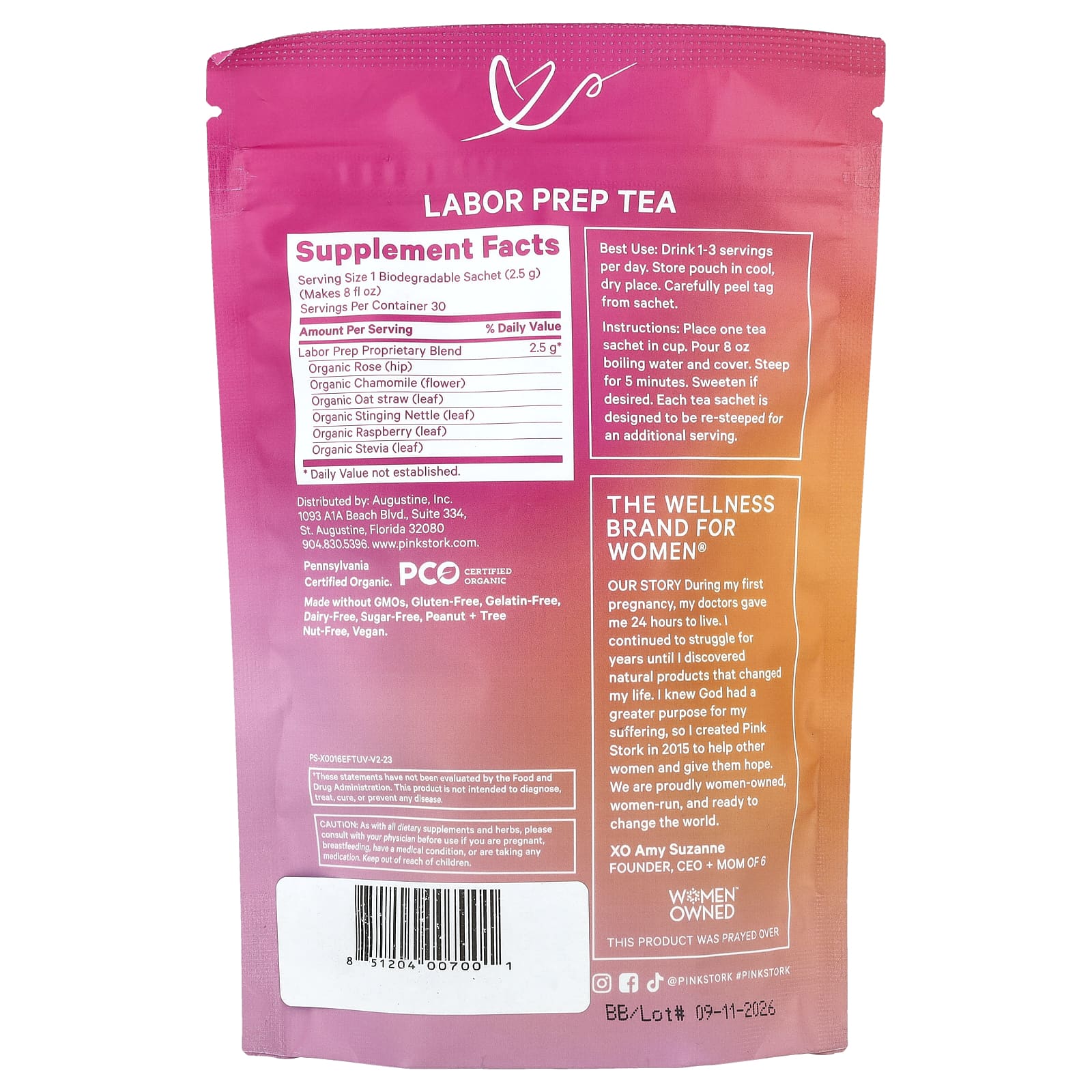Pink Stork, Labor Prep Tea, сладкий цветочный чай, 15 пакетиков, 37,5 г (1,3 унции)
