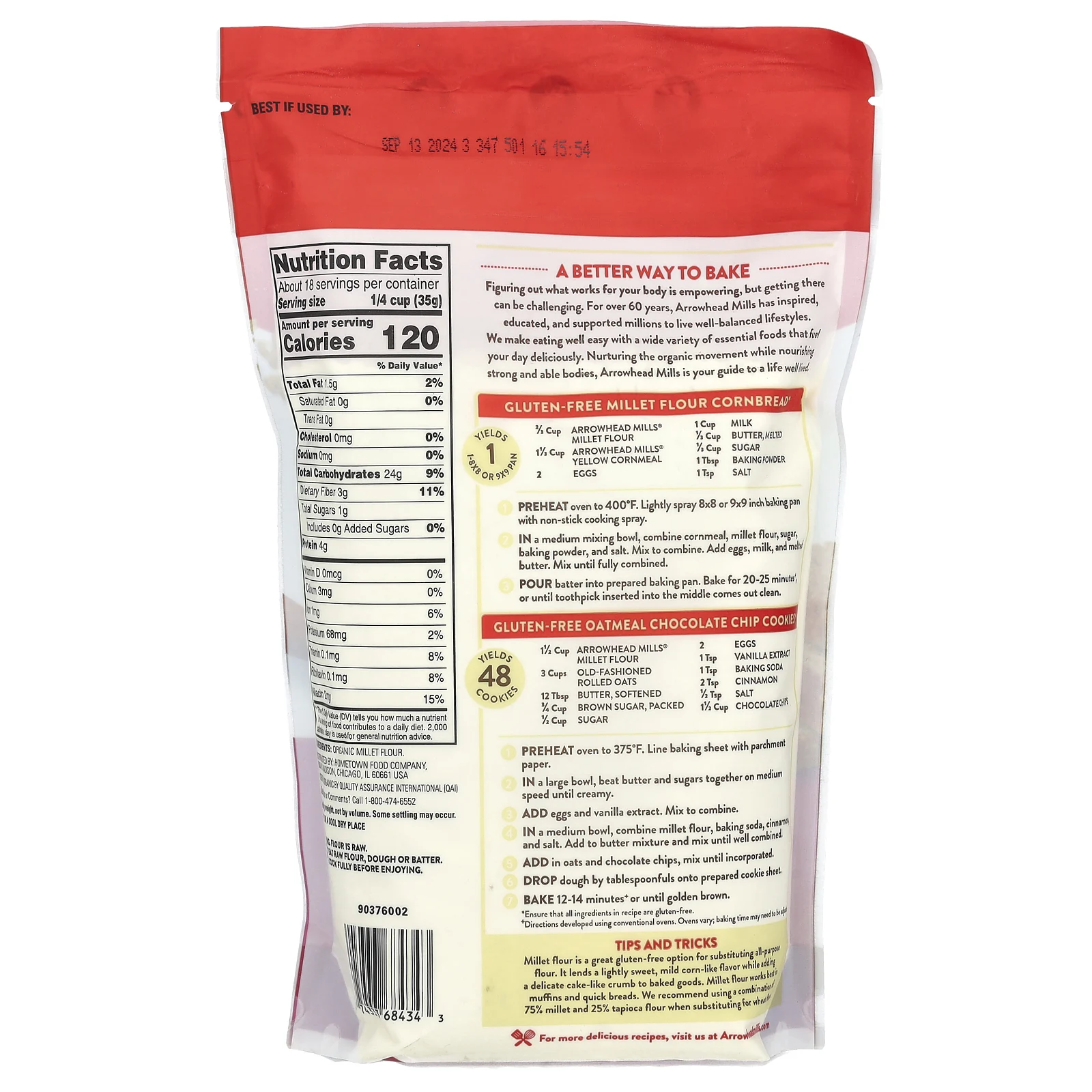 Arrowhead Mills, Органическая просо, без глютена, 652 г (23 унции)