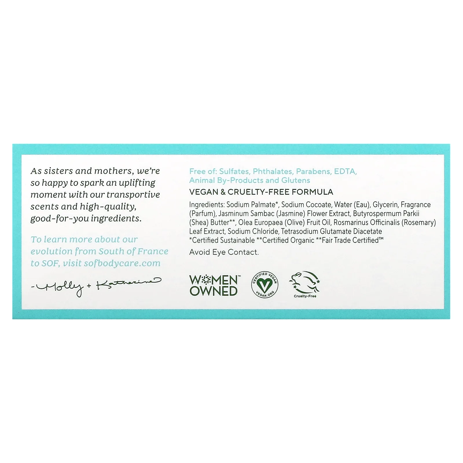 SoF, кусковое мыло тройного помола с маслом ши, жасмин, 170 г (6 унций)