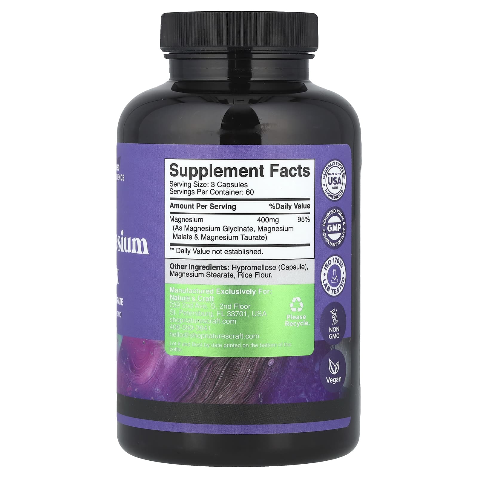 Nature's Craft, Комплекс тройного магния, 180 капсул (133 мг в каждой капсуле)