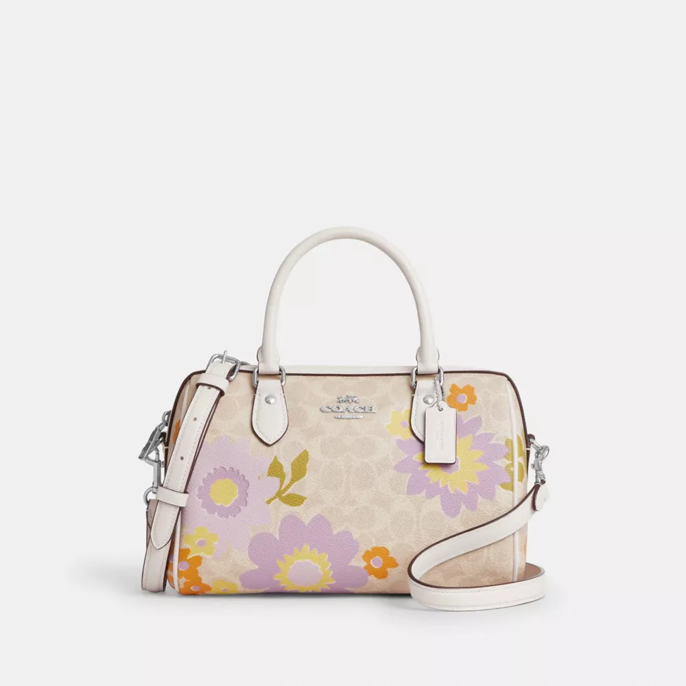 Сумка COACH Rowan Satchel Bag In Signature Canvas With Floral Print