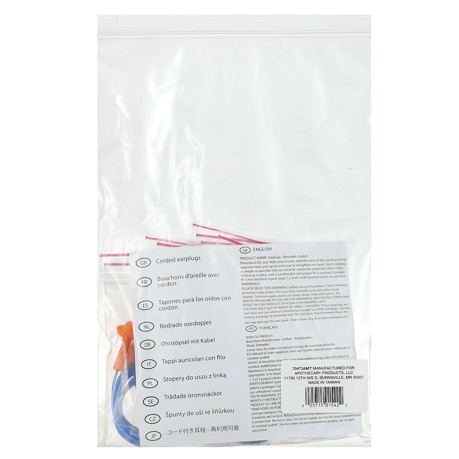 Flents, многоразовые беруши со проводом, 10 пар