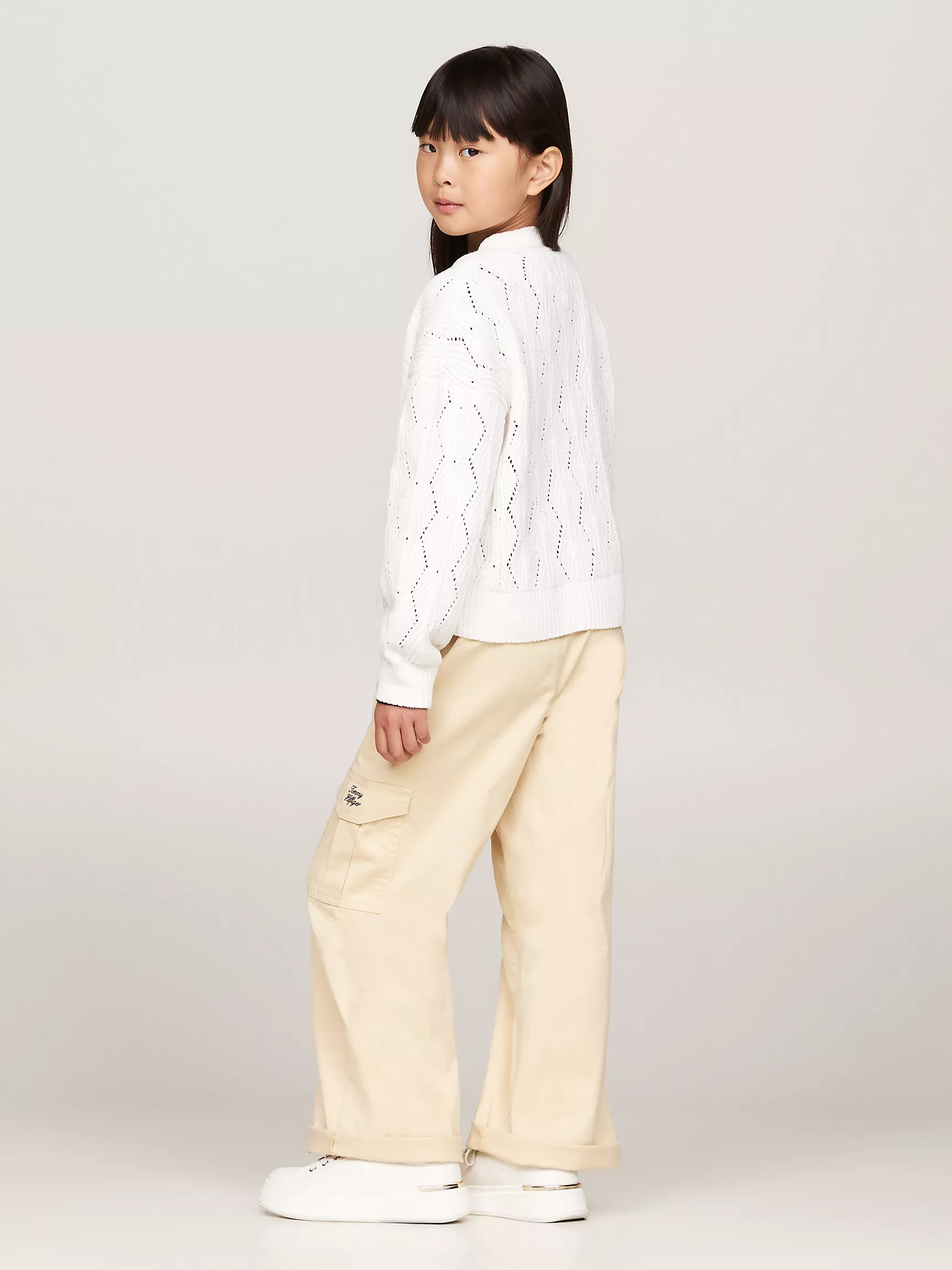 Свитер для девочки Tommy Hilfiger, Детский однотонный кардиган из шенилла