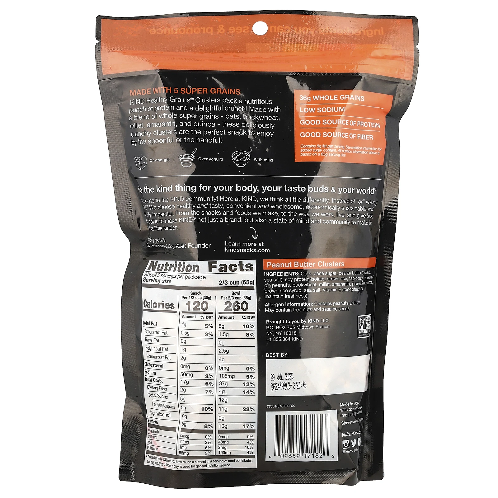 KIND Bars, Healthy Grains®, Гранола, арахисовая паста, 312 г (11 унций)