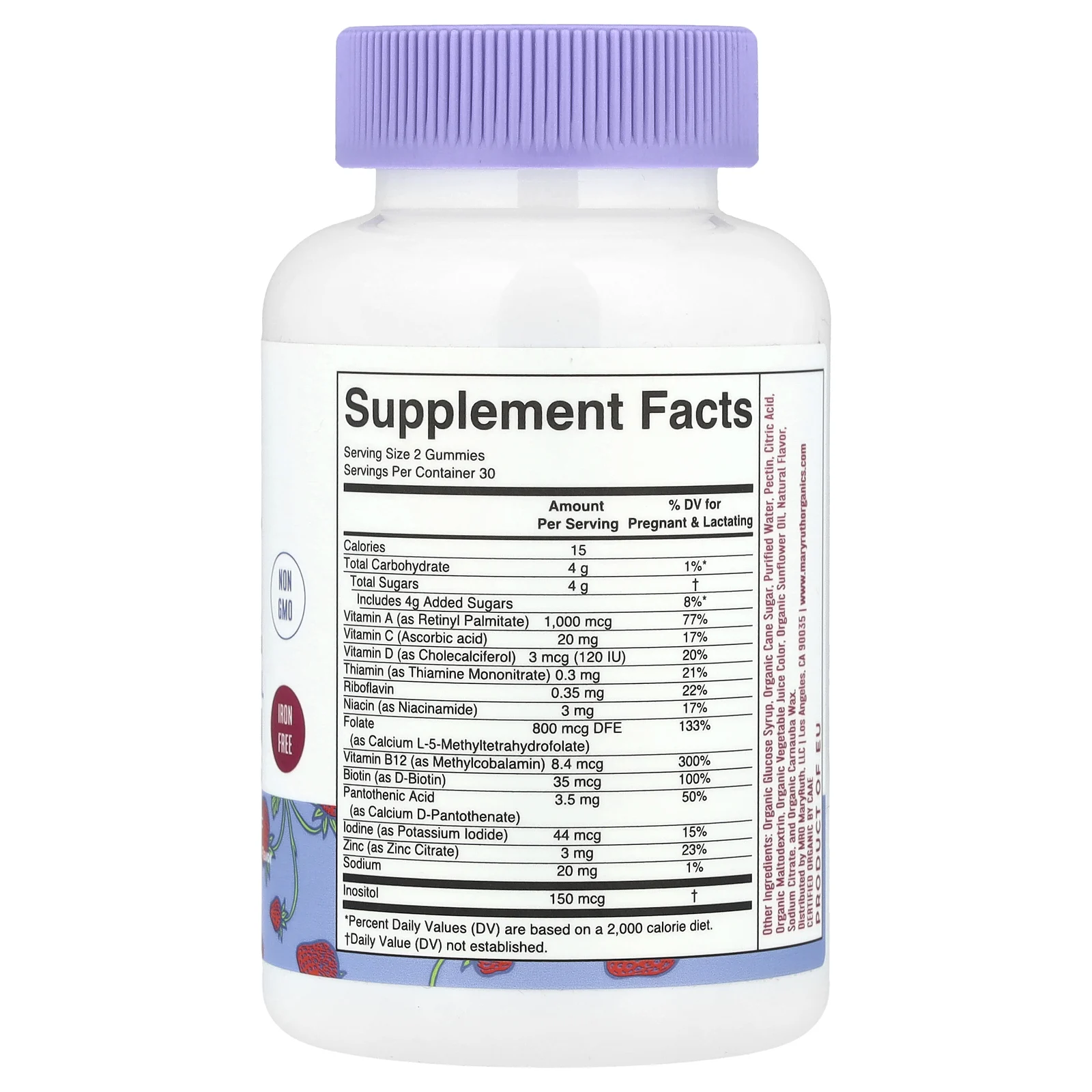 MaryRuth's, Органические мультивитаминные жевательные таблетки для беременных и беременных, с клубникой, 60 жевательных таблеток