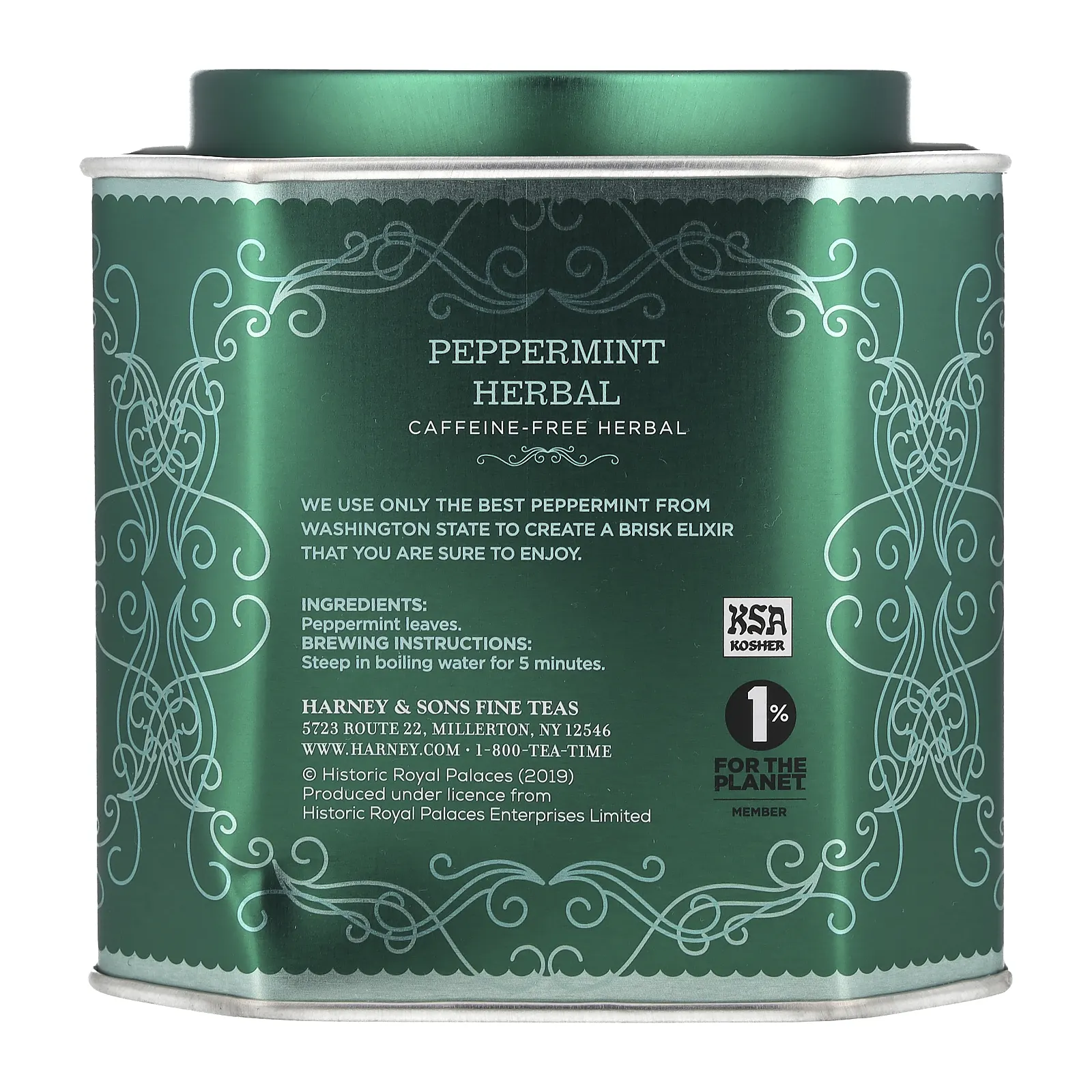 Harney & Sons, травяной чай с перечной мятой, без кофеина, 30 пакетиков, 54 г (1,9 унции)