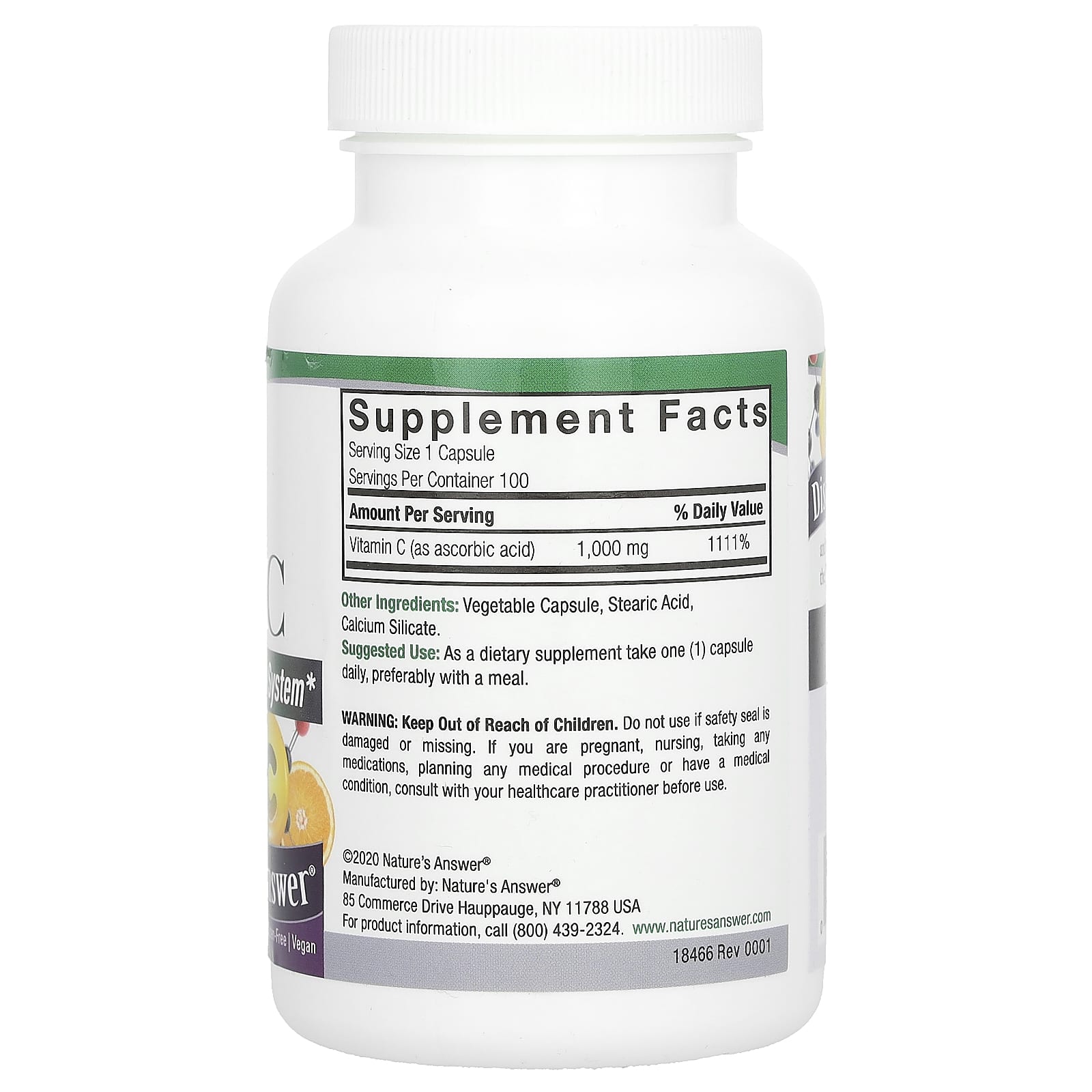Nature's Answer, Витамин C, 1000 мг, 100 вегетарианских капсул