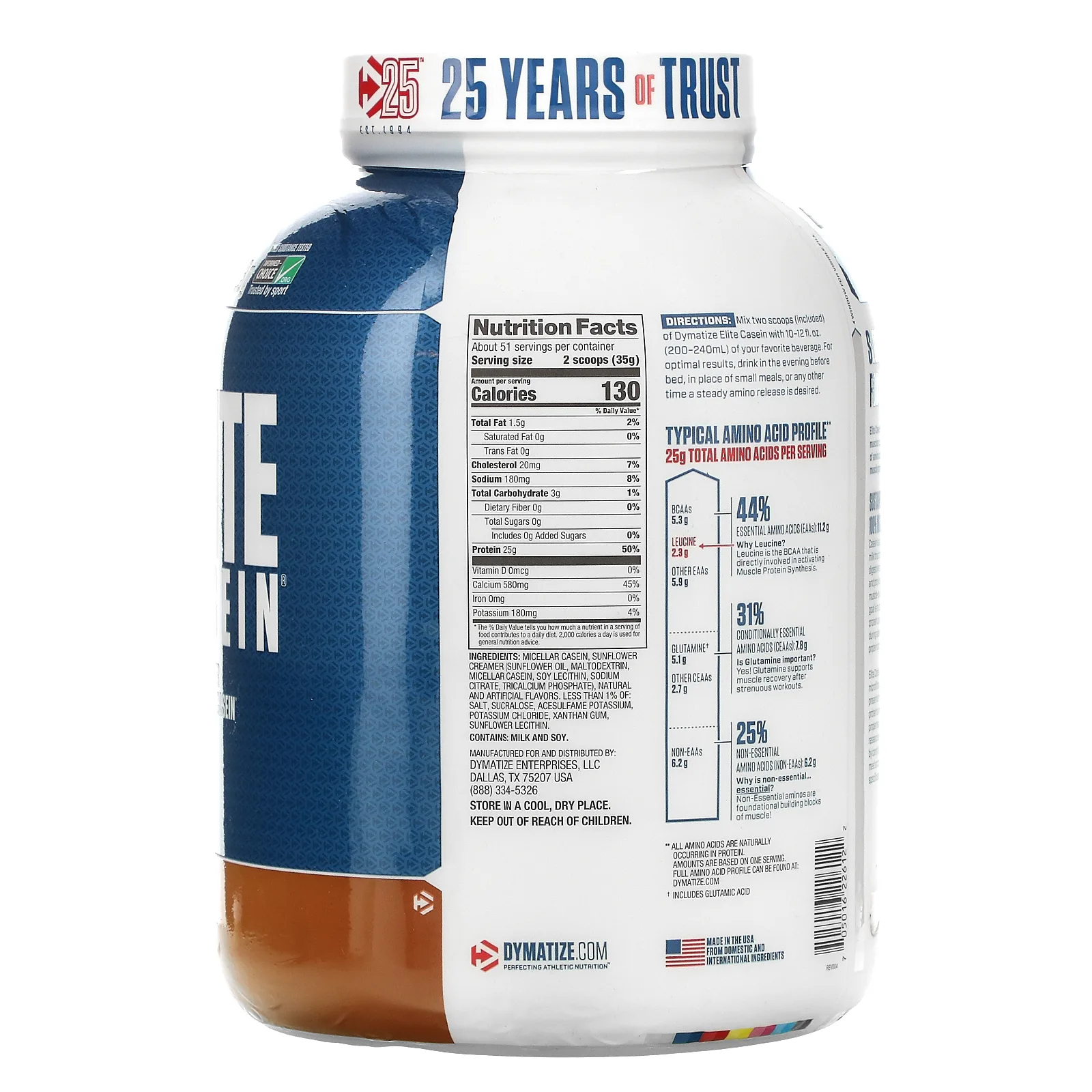 Dymatize, Elite Casein, со вкусом булочки с корицей, 1,8 кг (4 фунта)