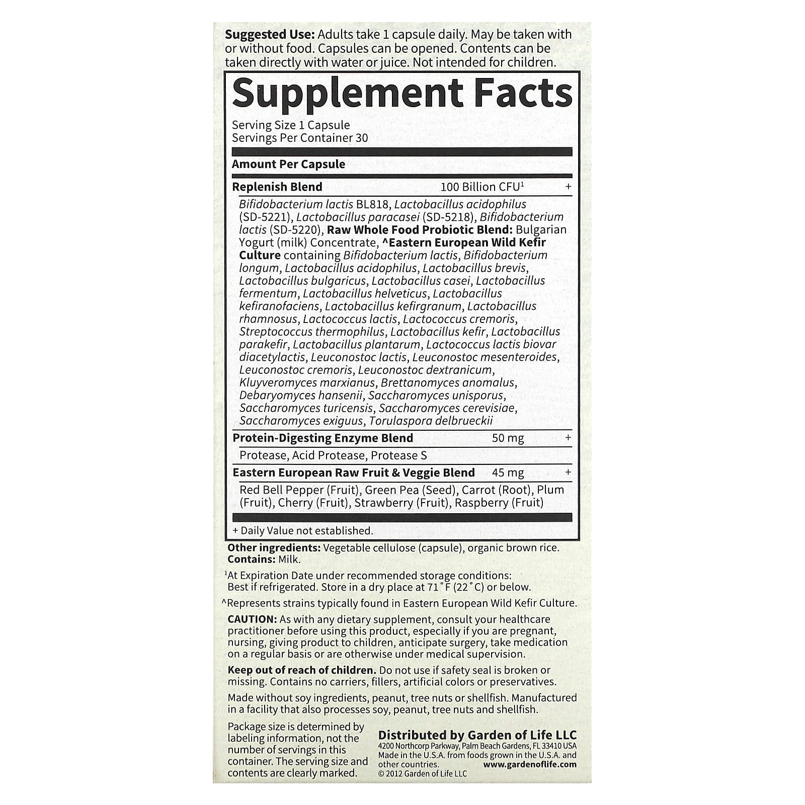 Garden of Life, RAW Probiotics Ultimate Care, 30 вегетарианских капсул