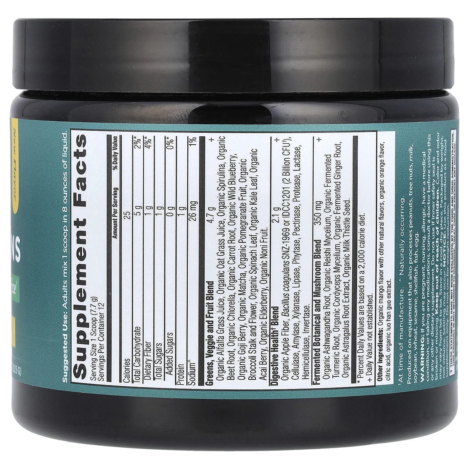 Ancient Nutrition, Organic SuperGreens, манго, 92,5 г (3,3 унции)