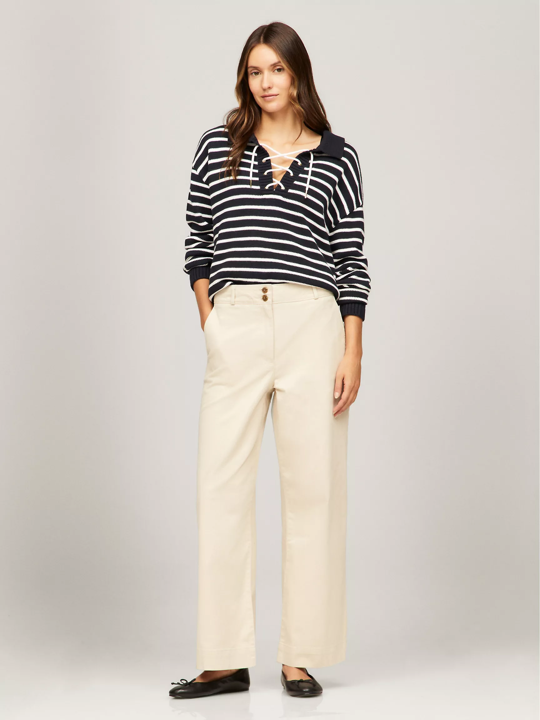 Женские брюки Tommy Hilfiger, Однотонные брюки с широкими штанинами