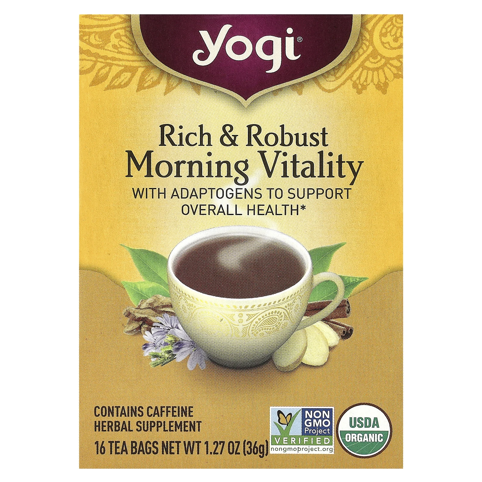 Yogi Tea, Rich & Robust Morning Vitaility, 16 чайных пакетиков, 36 г (1,27 унции)