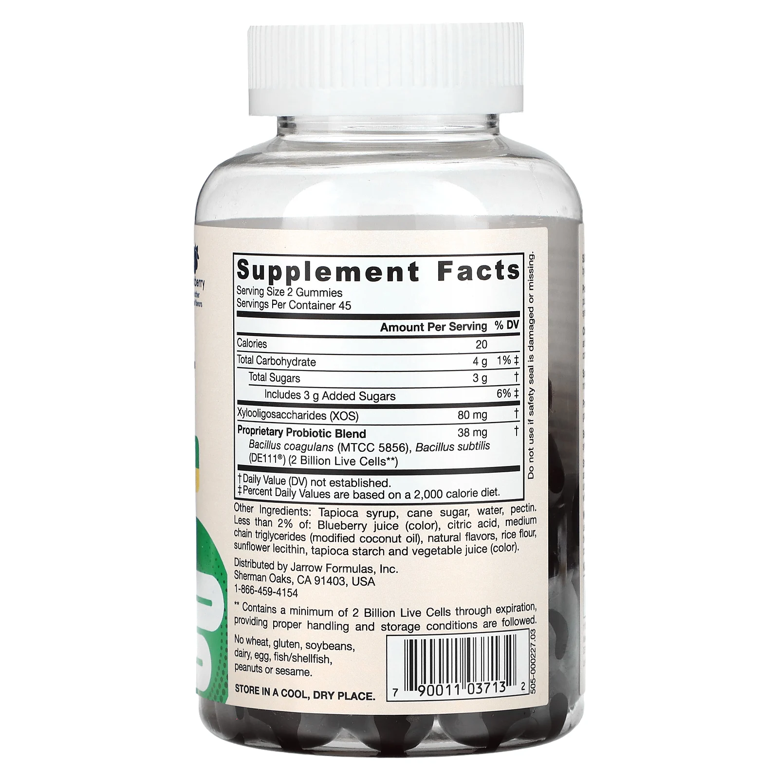 Jarrow Formulas, пробиотик и пребиотик, ежевика, 2 млрд КОЕ, 90 жевательных мармеладок