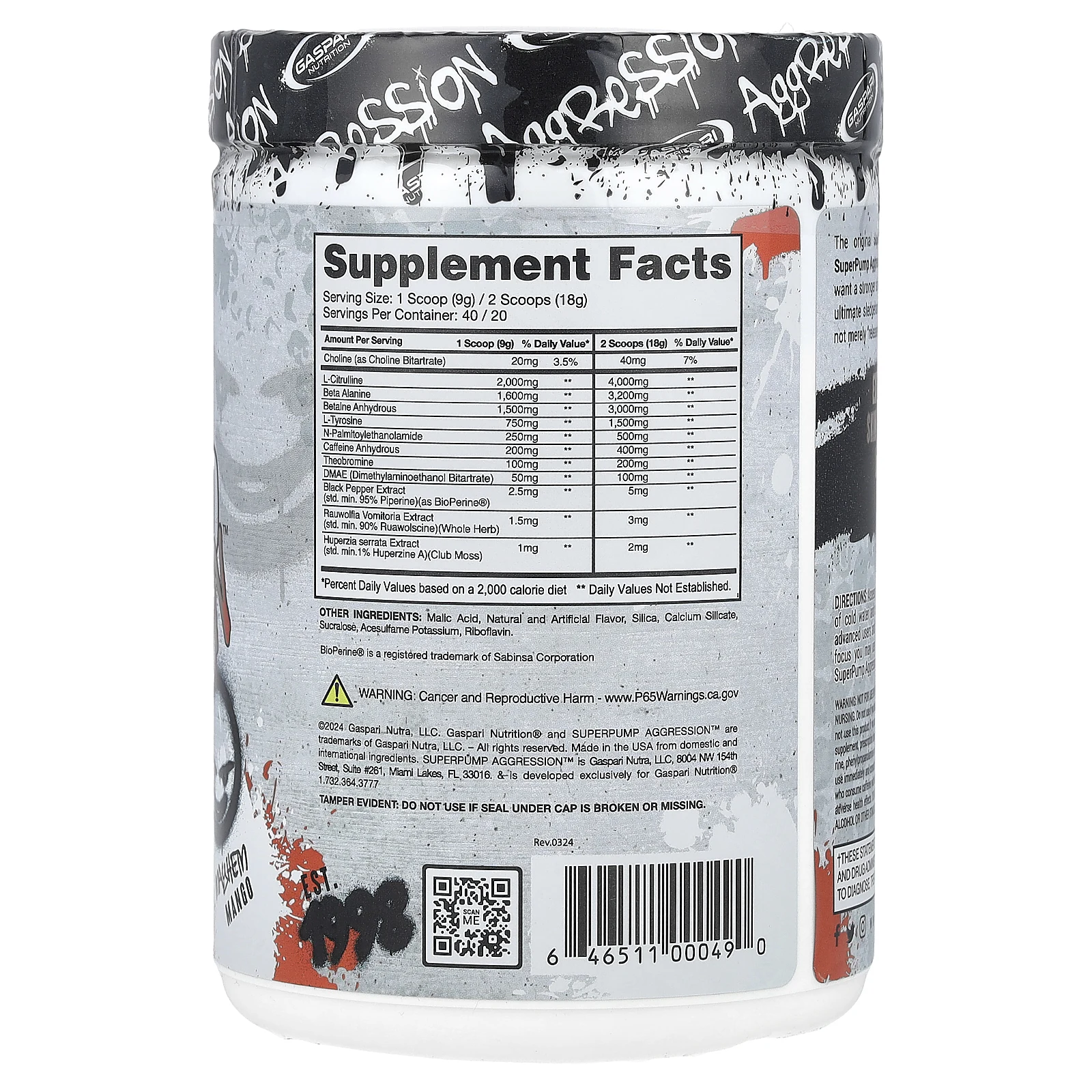 Gaspari Nutrition, SuperPump Aggression ™, перед тренировкой, Mayhem, манго, 360 г