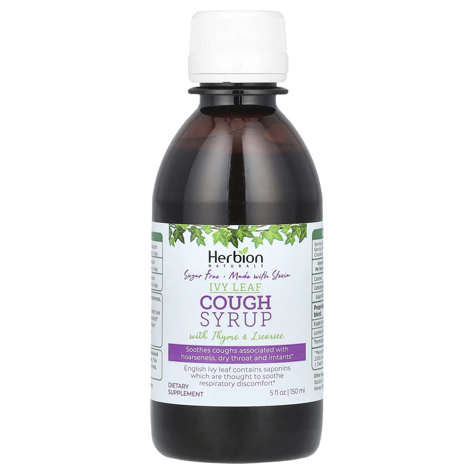 Herbion, Naturals, сироп от кашля из листьев плюща с чабрецом и солодкой, без сахара, 150 мл (5 жидк. Унций)