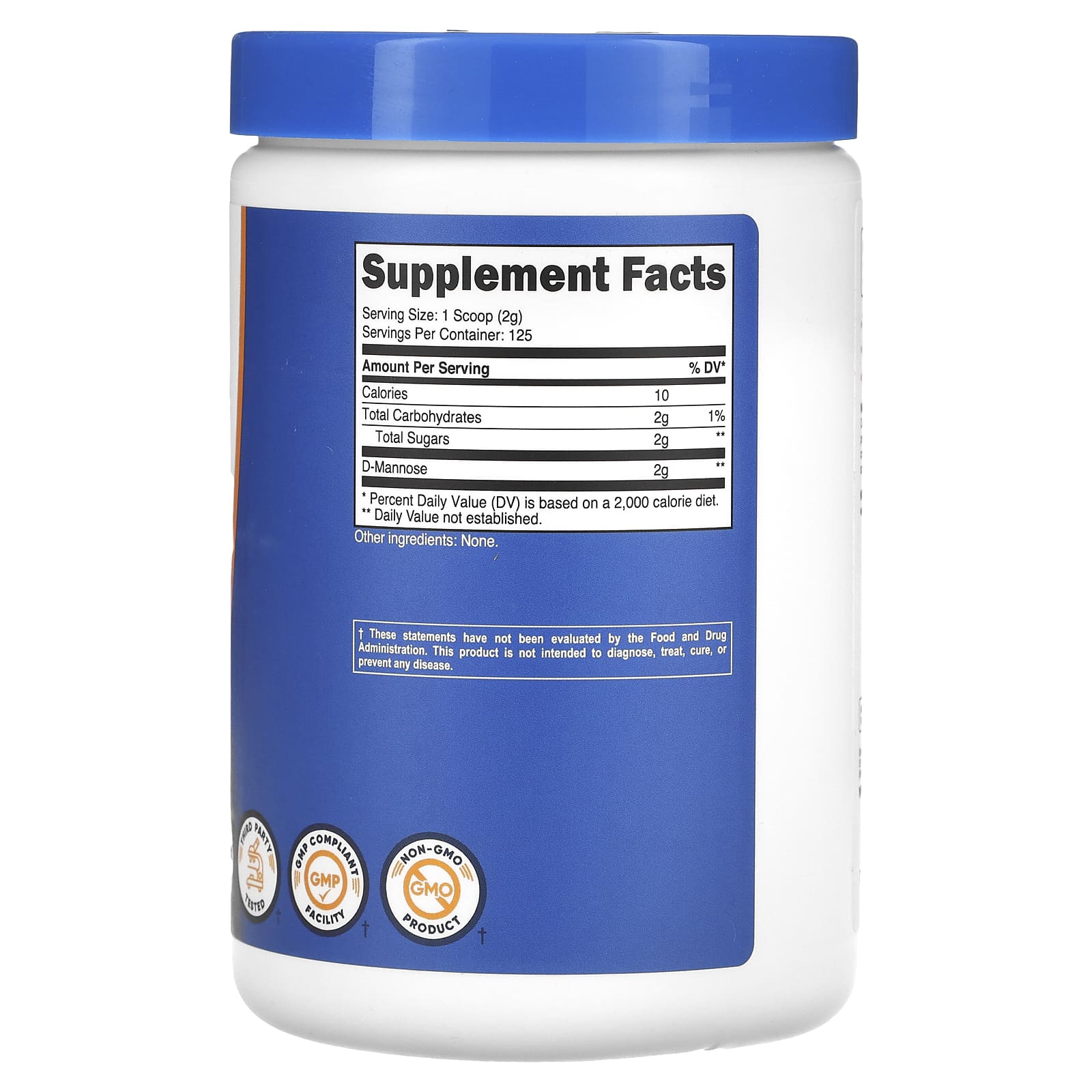 Nutricost, D-манноза, без добавок, 250 г (8,9 унции)