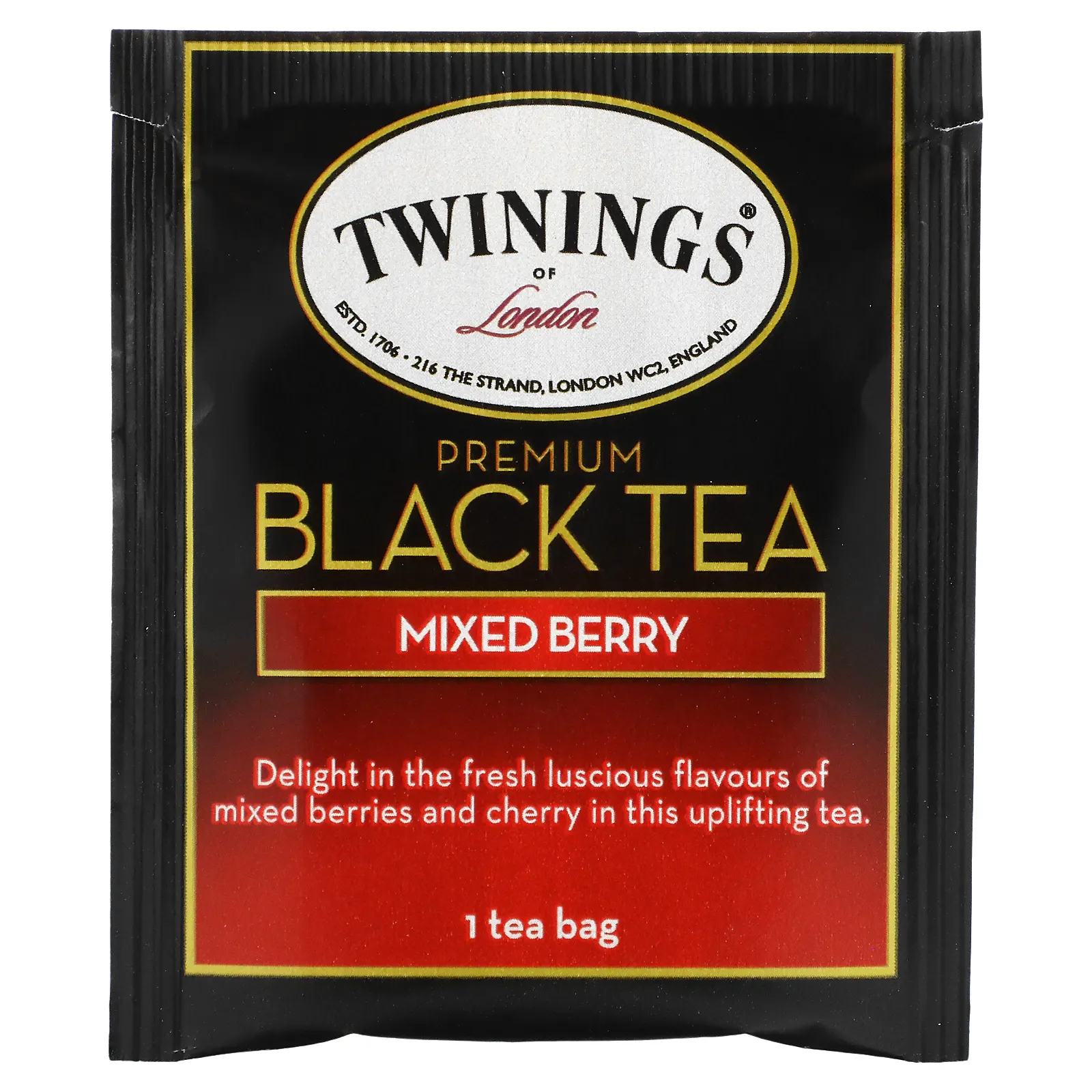 Twinings, черный чай премиального качества, ягодный вкус, 20 чайных пакетиков, 40 г (1,41 унции)
