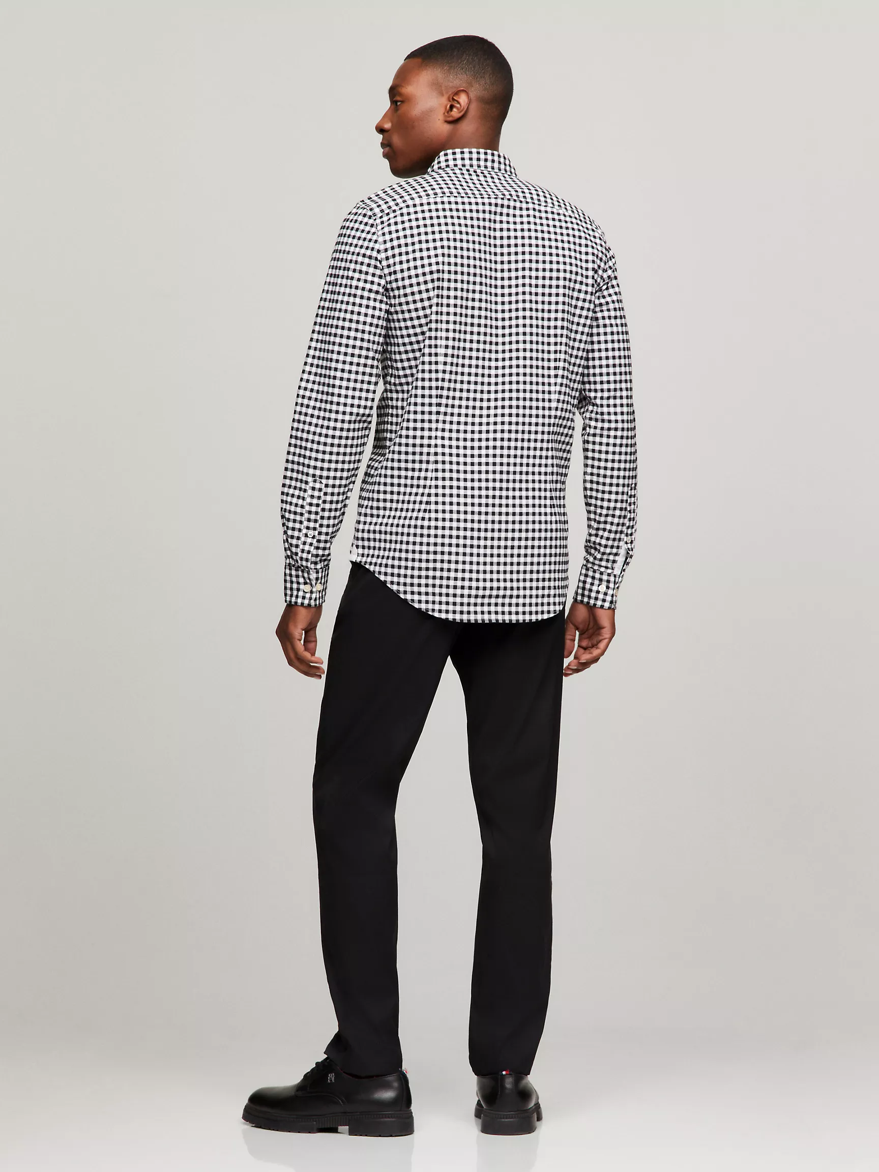 Мужская рубашка Tommy Hilfiger, Приталенная эластичная рубашка из оксфорда в клетку гингем