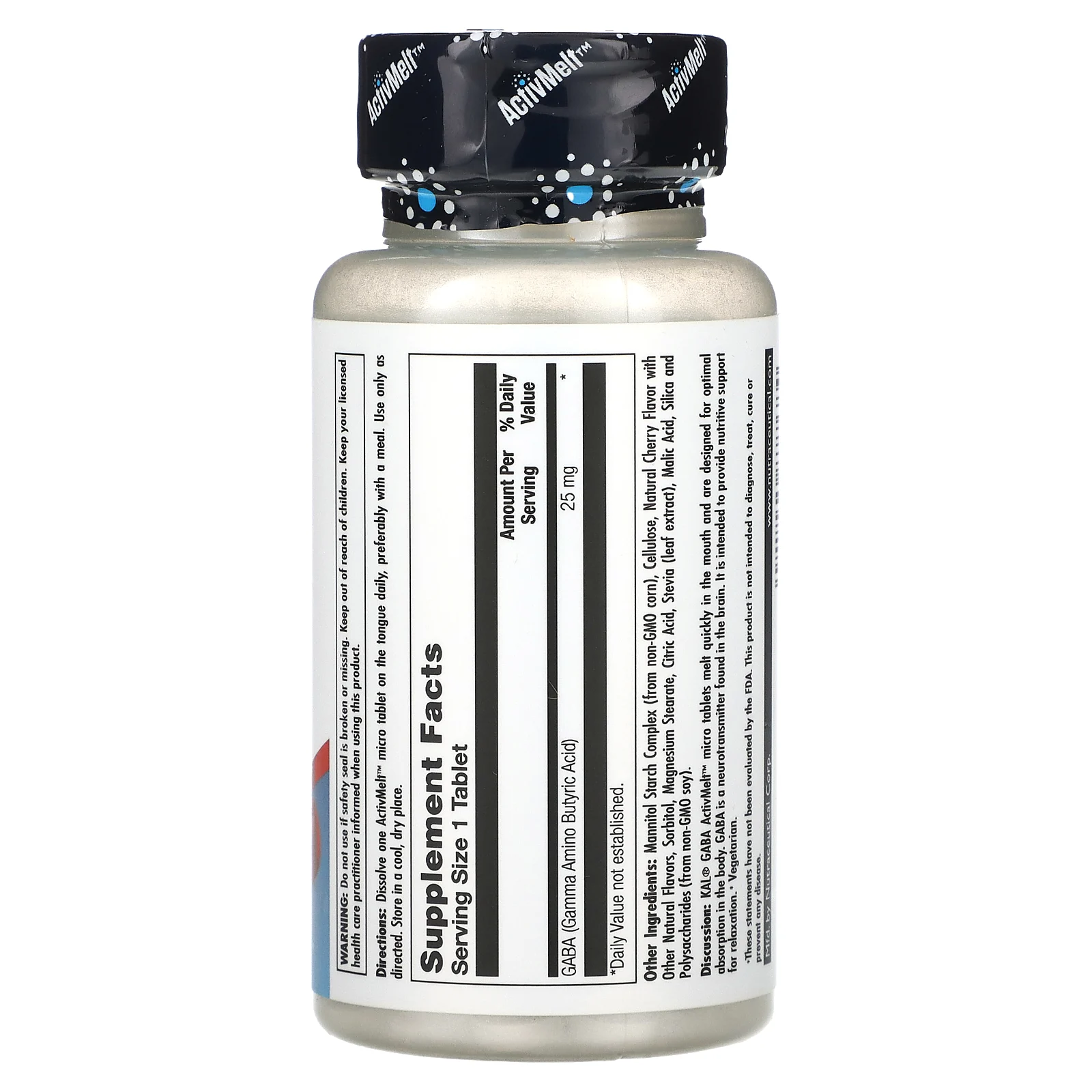 KAL, ГАМК, с вишневым вкусом, 25 мг, 120 микротаблеток