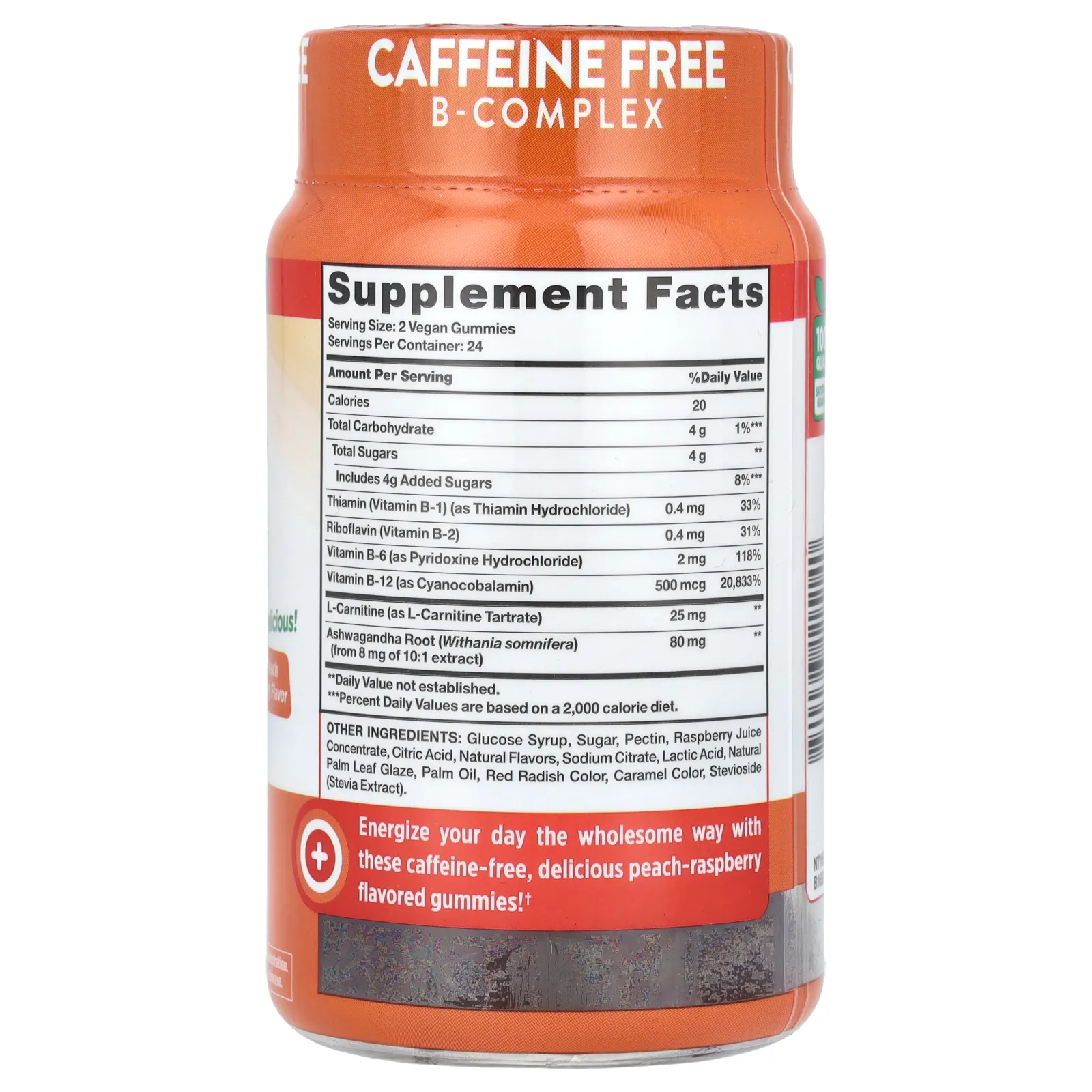 Nature's Truth, B-12 Energy + ашваганда, жевательные мармеладки, натуральный персик и малина, 48 веганских жевательных мармеладок