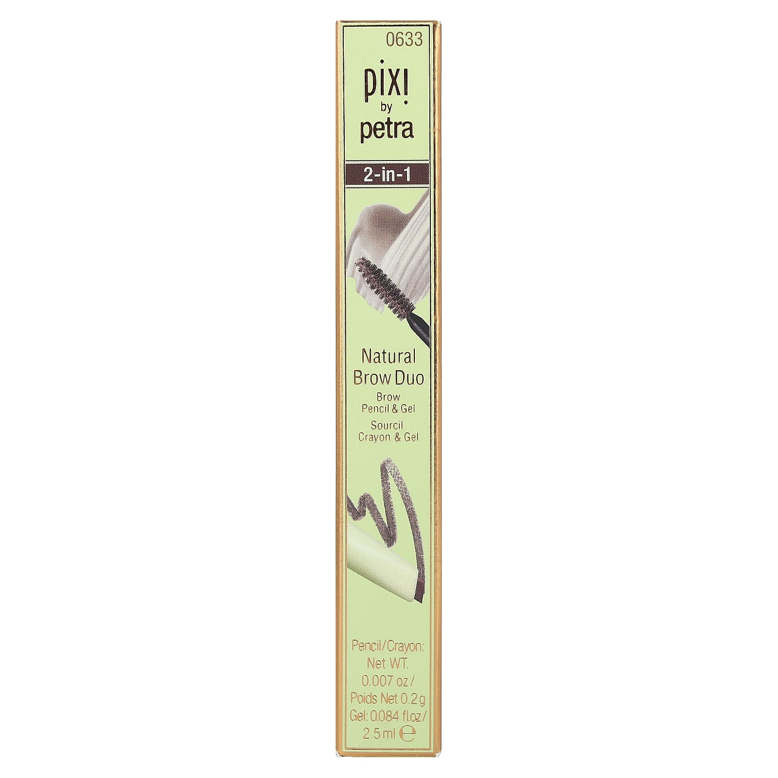 Pixi Beauty, 2-в-1 Natural Brow Duo, карандаш и гель для бровей, 0633 темно-коричневый, 1 шт.