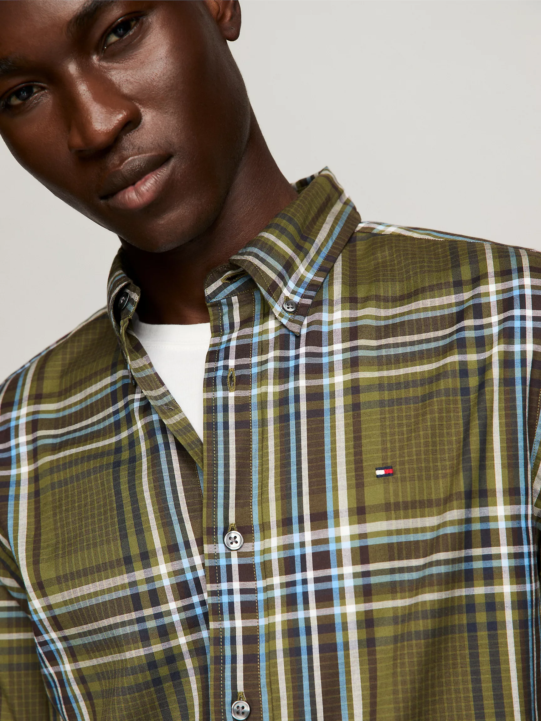 Мужская рубашка Tommy Hilfiger, Клетчатая рубашка стандартного кроя из поплина THFlex