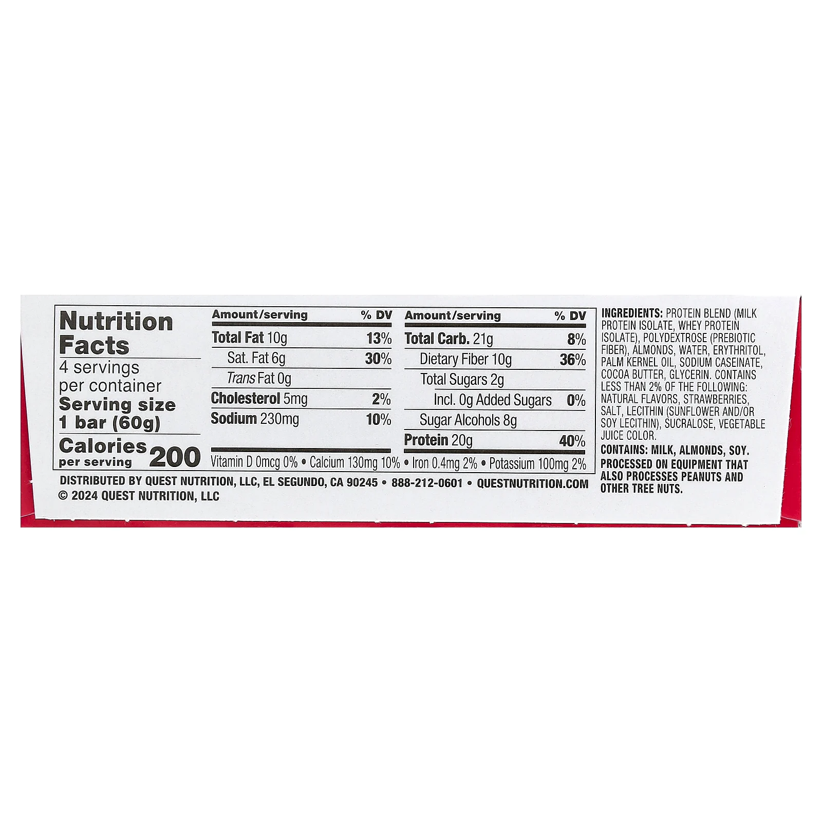 Quest Nutrition, протеиновый батончик, клубничное песочное печенье, 4 шт. по 60 г (2,12 унции)