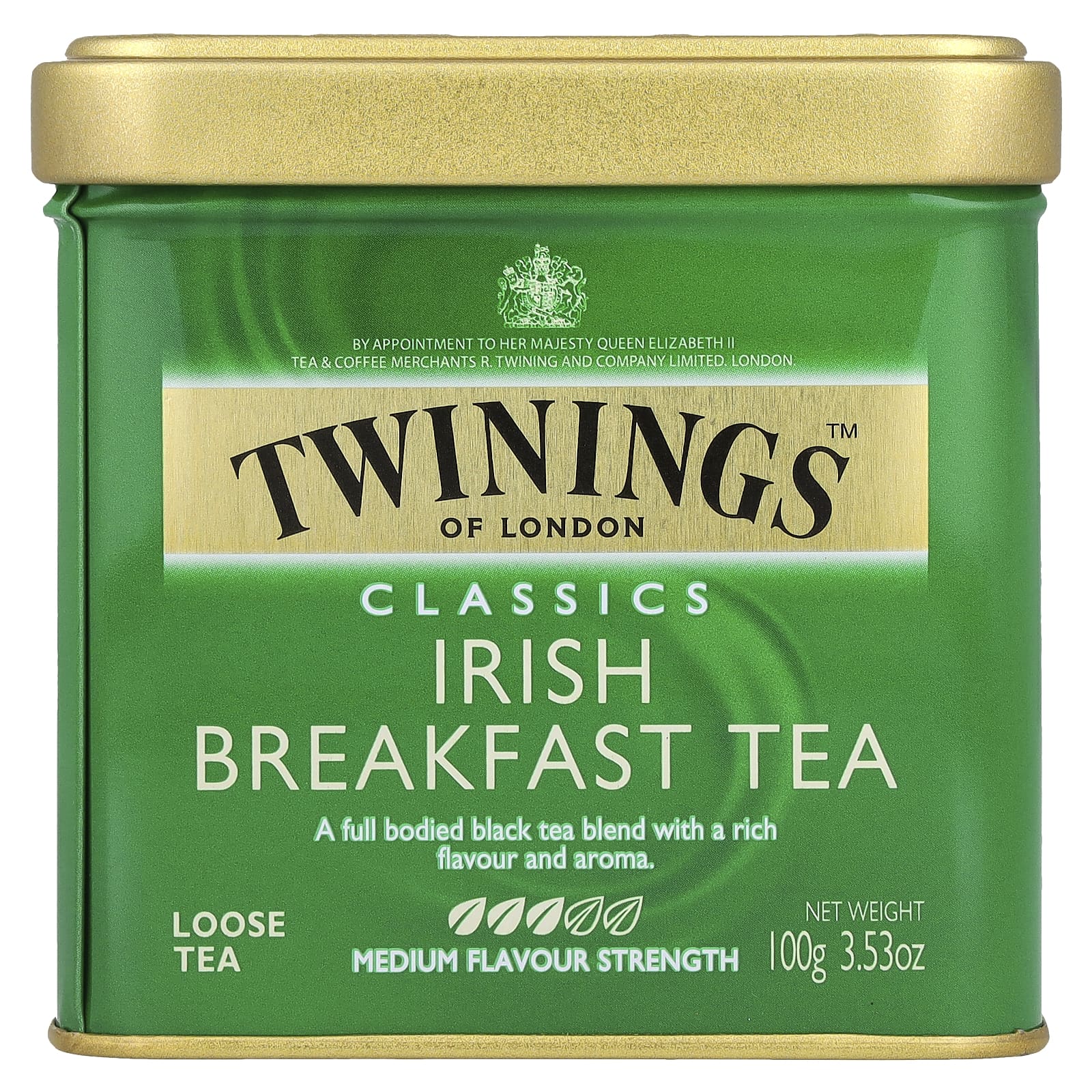 Twinings, Irish Breakfast, классический листовой чай, 100 г (3,53 унции)