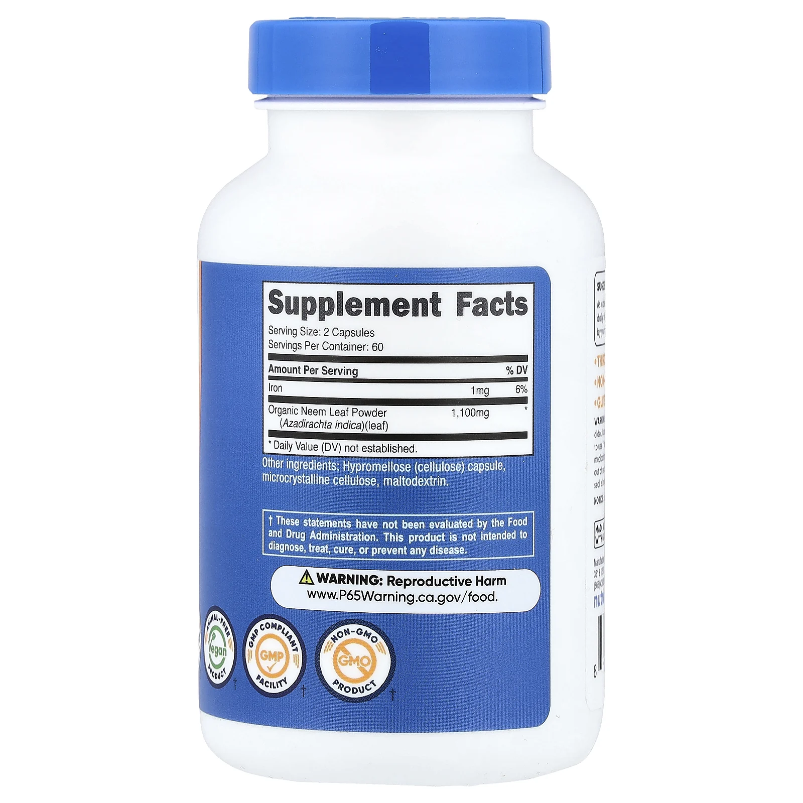 Nutricost, лист нима, 120 капсул