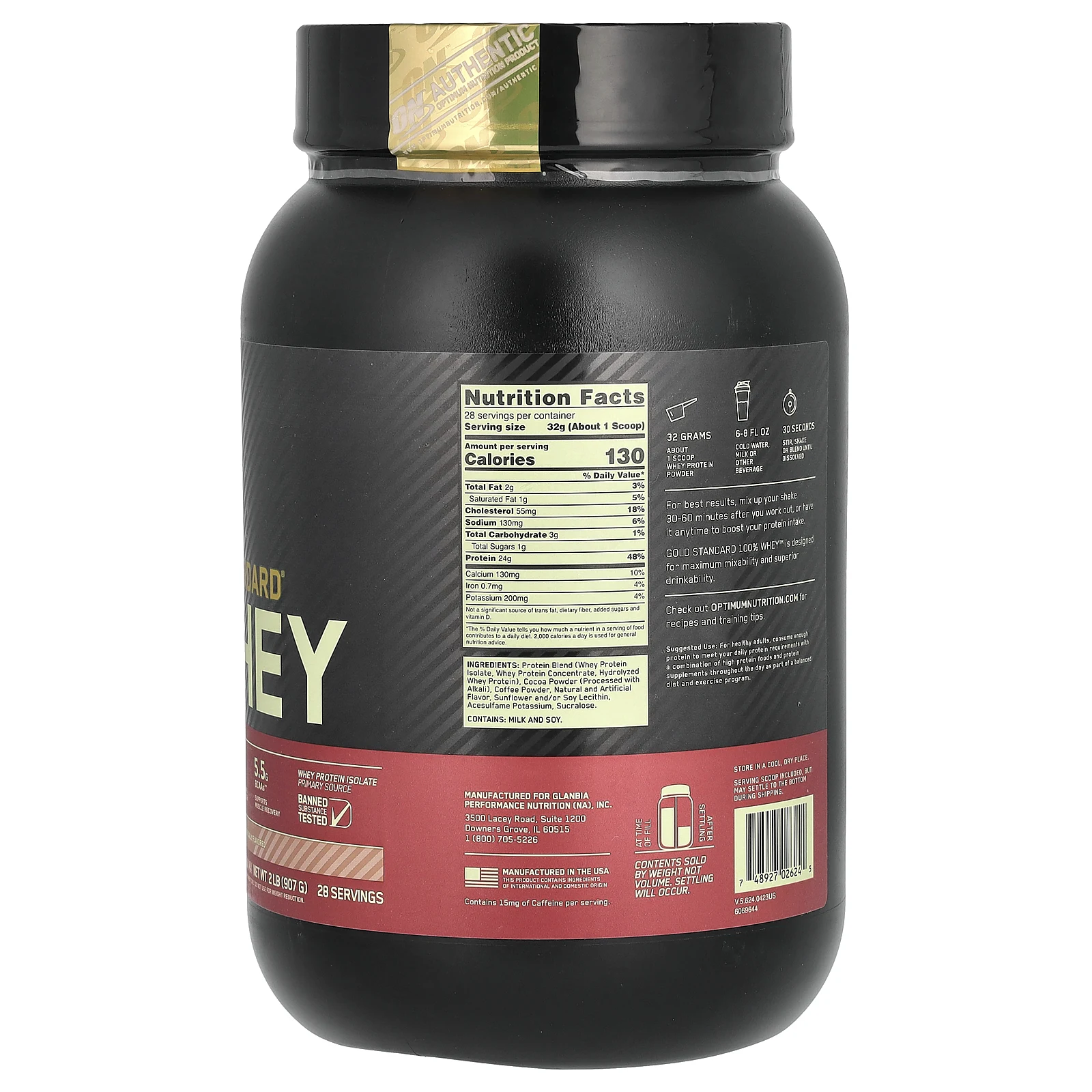 Optimum Nutrition, Gold Standard, 100% сыворотка, со вкусом мокка и капучино, 909 г (2 фунта)