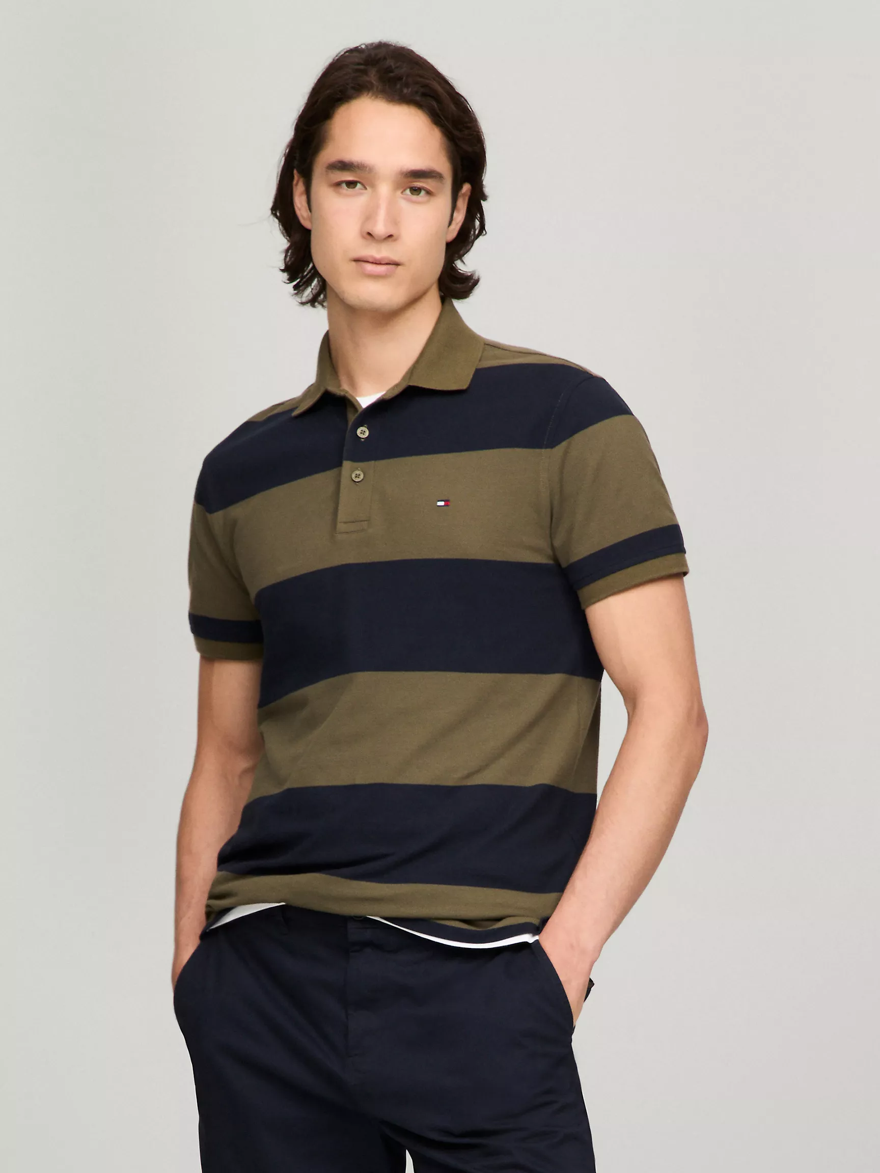 Мужское поло Tommy Hilfiger, Приталенное поло в регбийную полоску