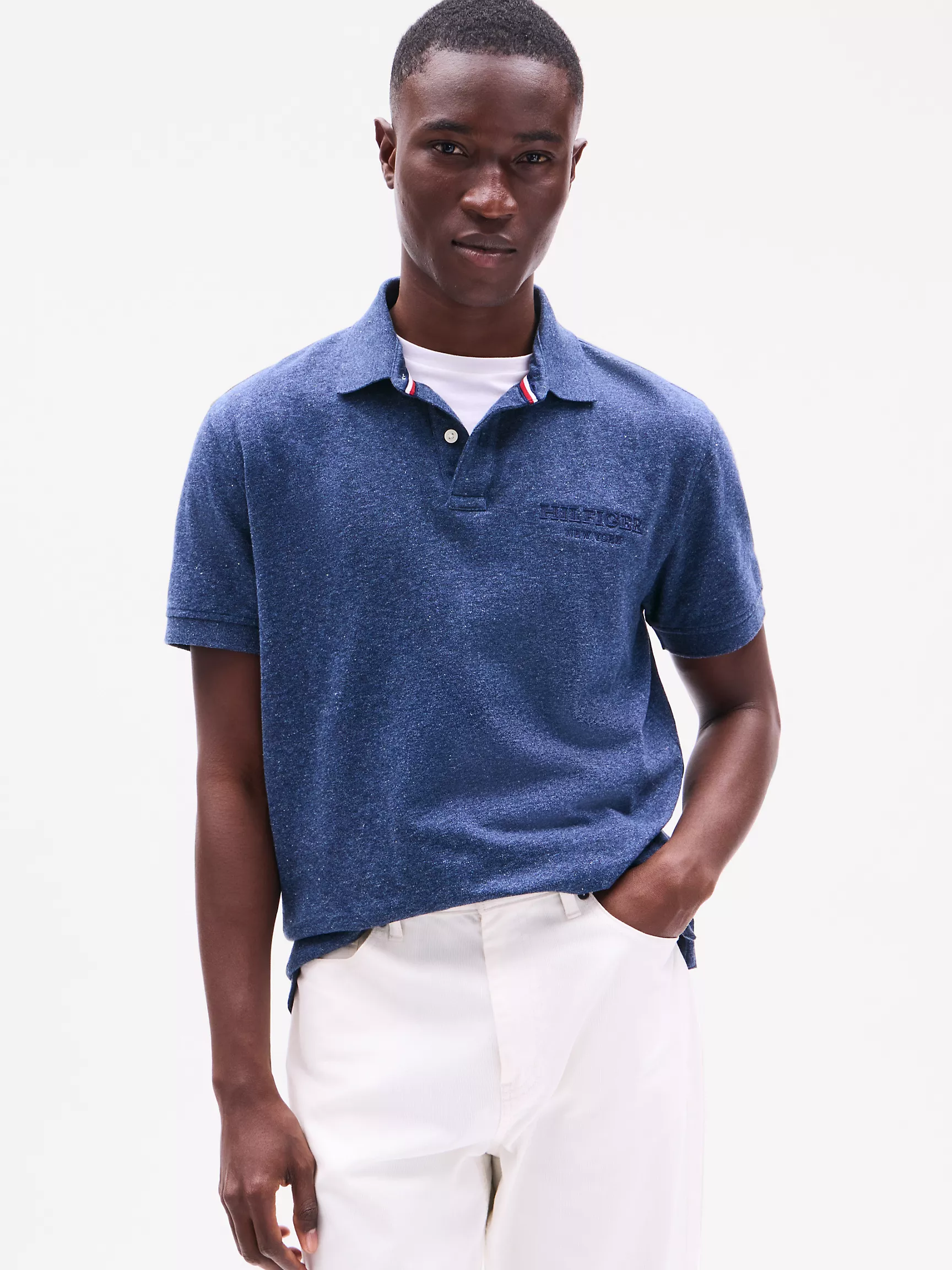 Мужское поло Tommy Hilfiger, Стандартное поло с логотипом Monotype из меланжевой ткани