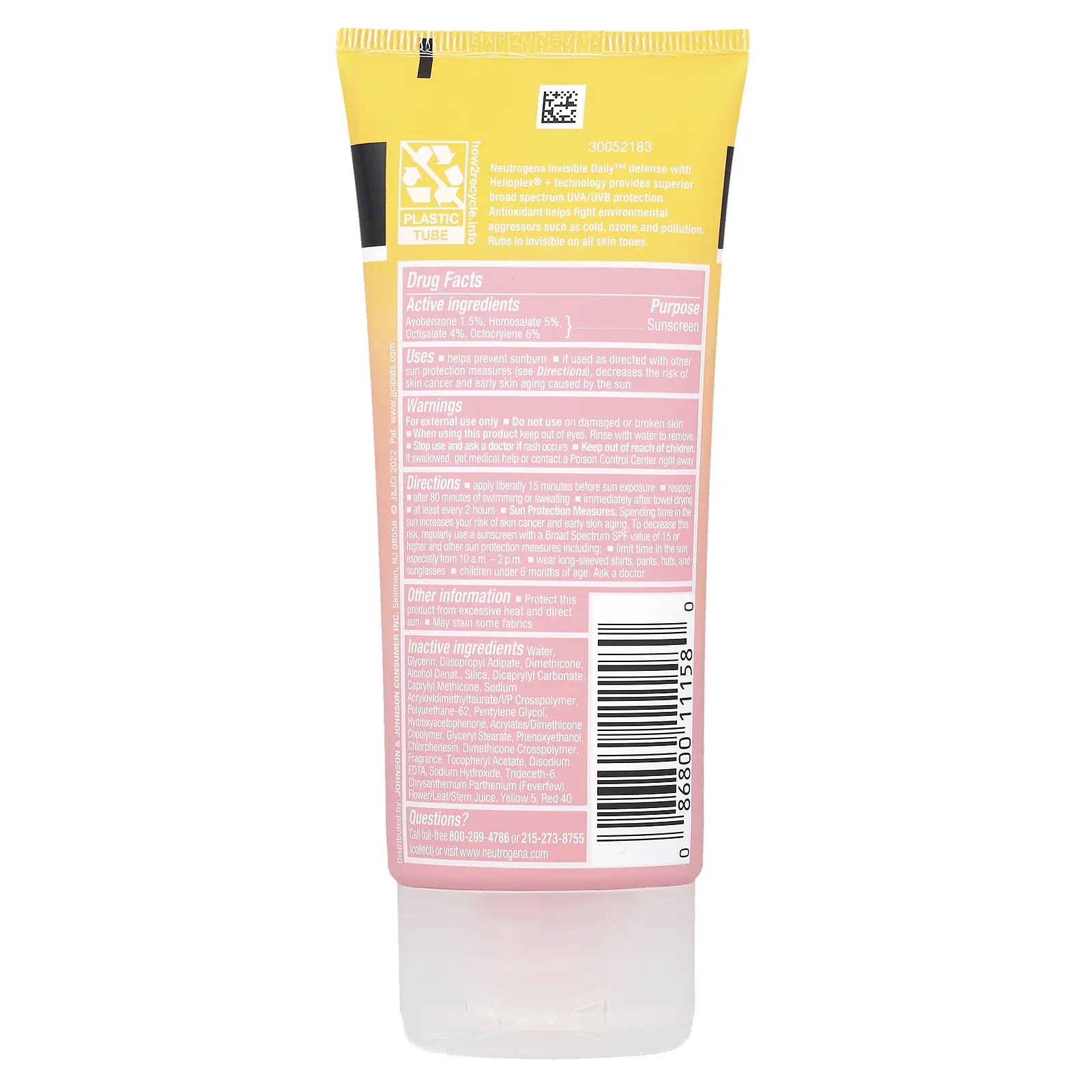 Neutrogena, солнцезащитный лосьон, невидимая ежедневная защита, SPF 30, 88 мл (3 жидк. унции)