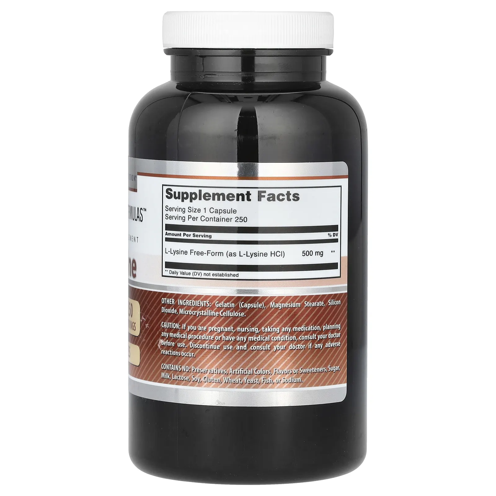 Amazing Nutrition, L-лизин, 500 мг, 250 капсул