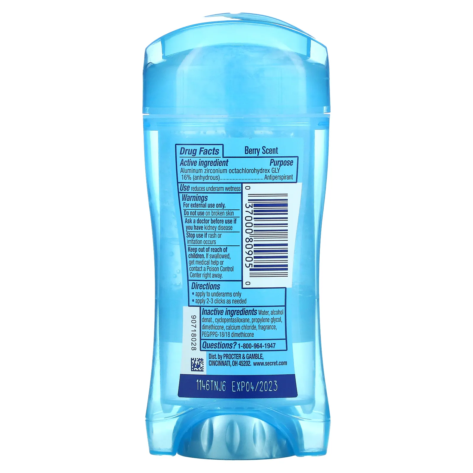 Secret, Прозрачный гель-дезодорант на 48 часов, ягодный, 2,6 унции