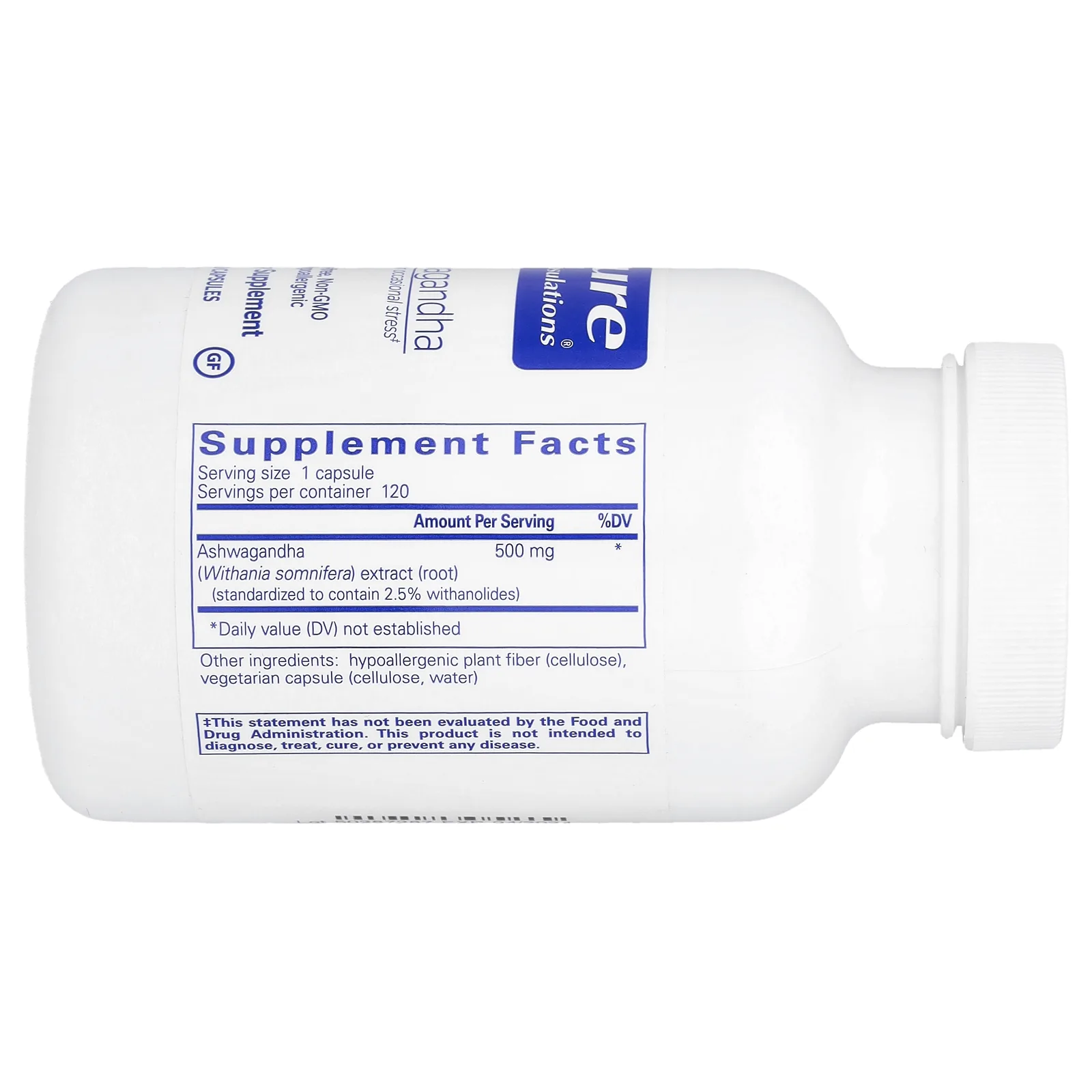 Pure Encapsulations, Ашваганда, 500 мг, 120 капсул