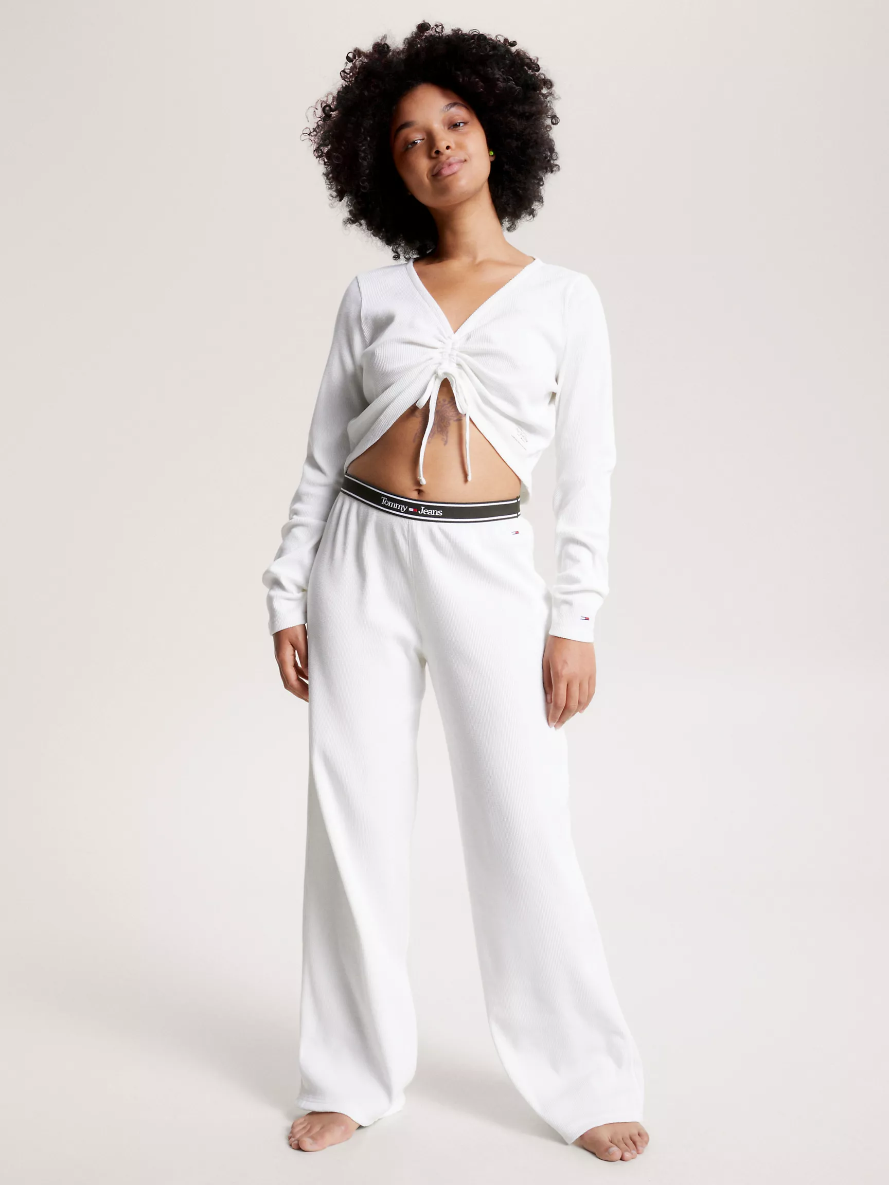 Женская футболка Tommy Hilfiger, Лонгслив для отдыха из вафельного трикотажа