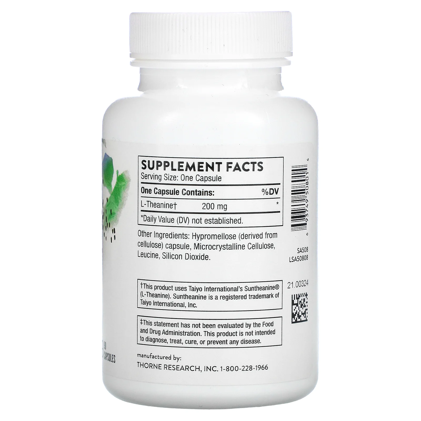 Thorne, Теанин, 90 вегетарианских капсул