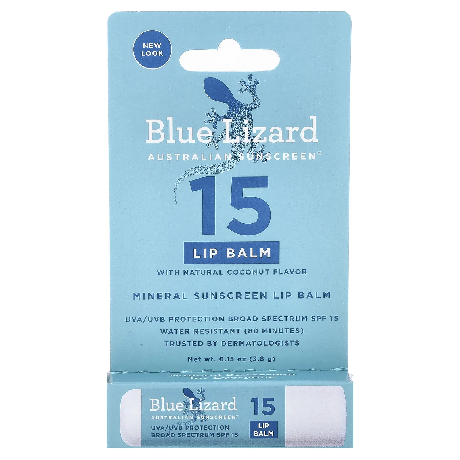 Blue Lizard Australian Sunscreen, солнцезащитный бальзам для губ, SPF 15, натуральный кокос, 3,8 г (0,13 унции)