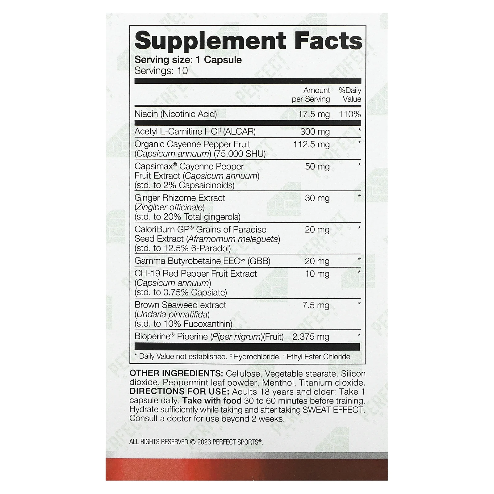 PERFECT Sports, Sweat Effect, 10 веганских капсул