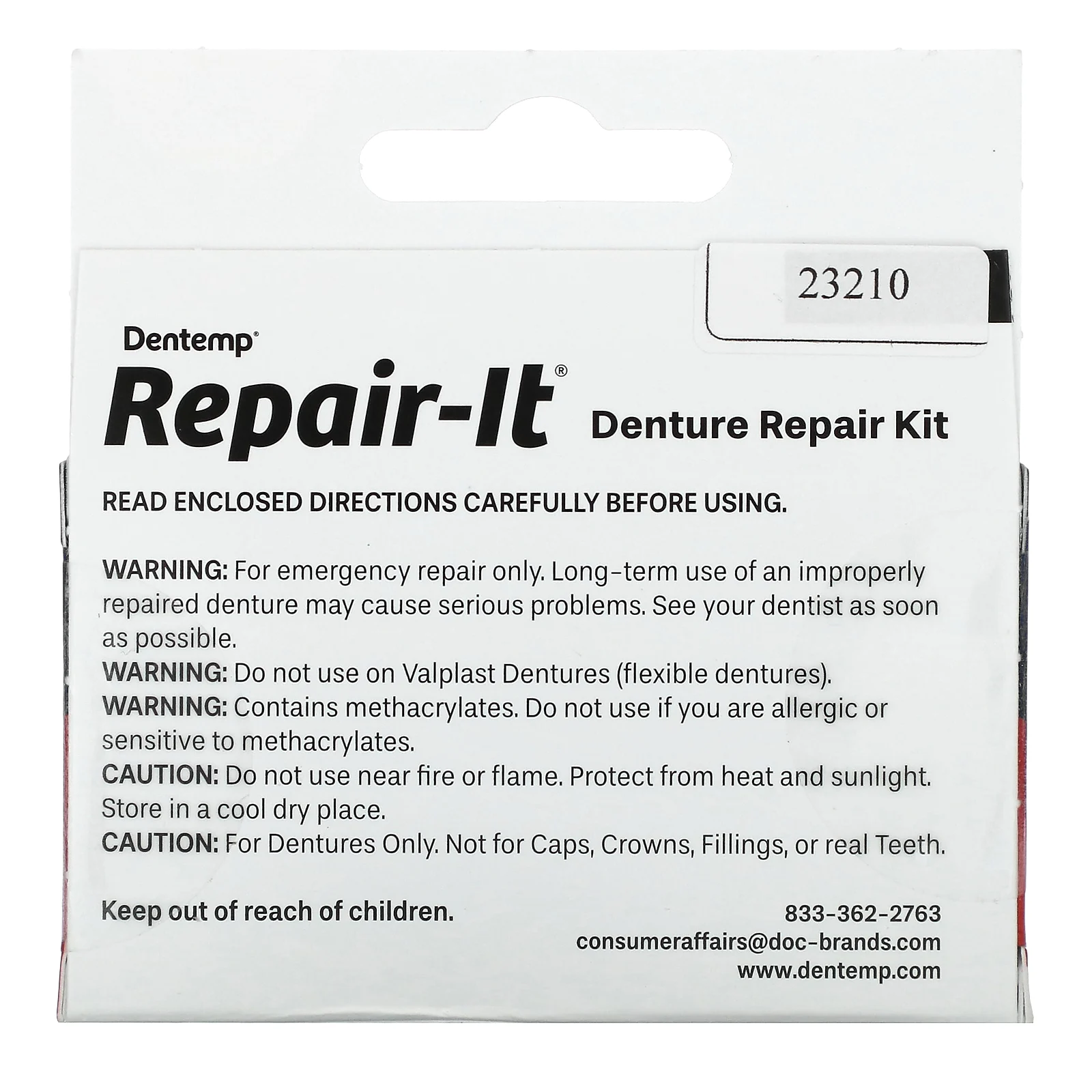 Dentemp, Repair-It, Denture Repair Kit, 3 Repairs