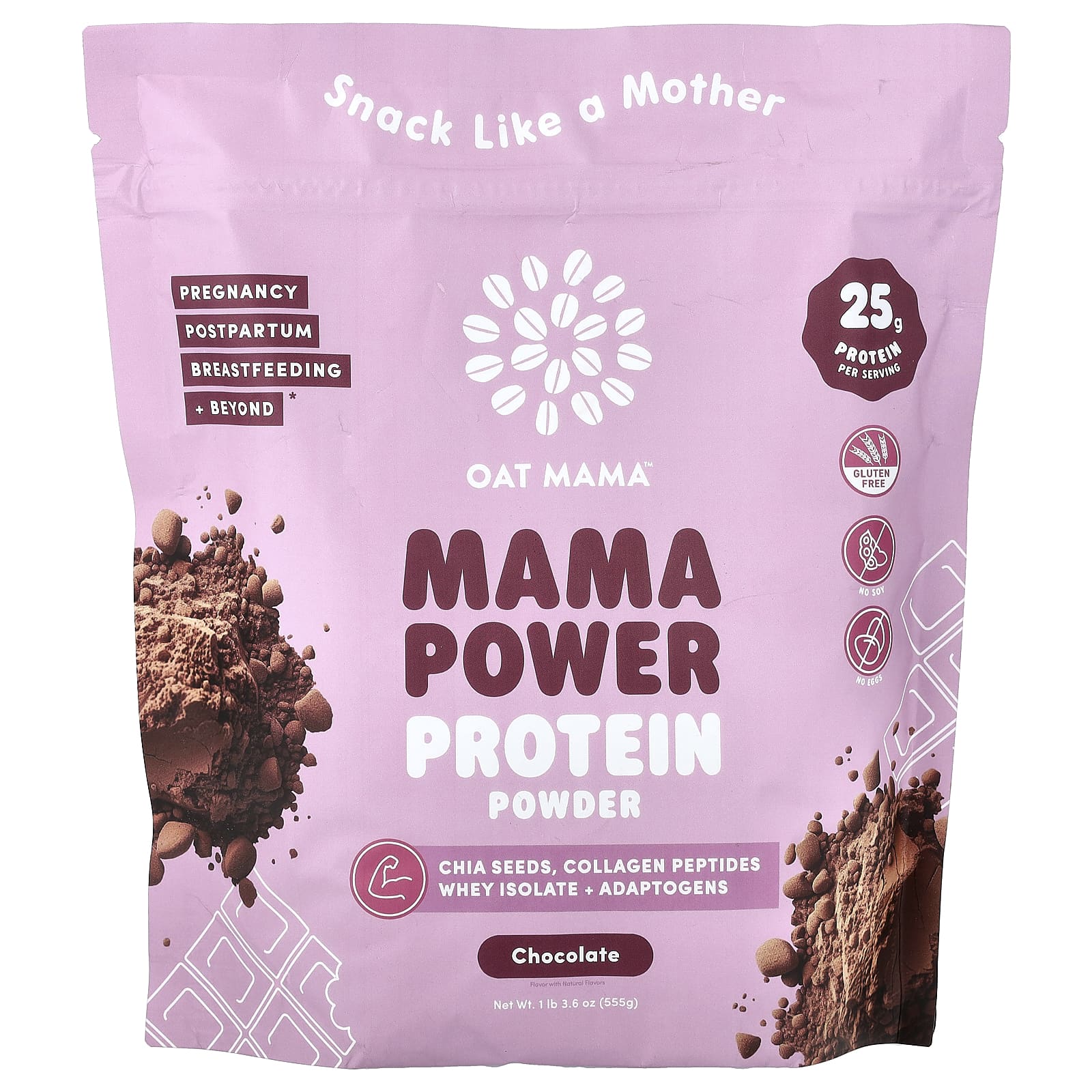 Oat Mama, Mama Power, протеиновый порошок, шоколад, 555 г (1 фунт 3,6 унции)