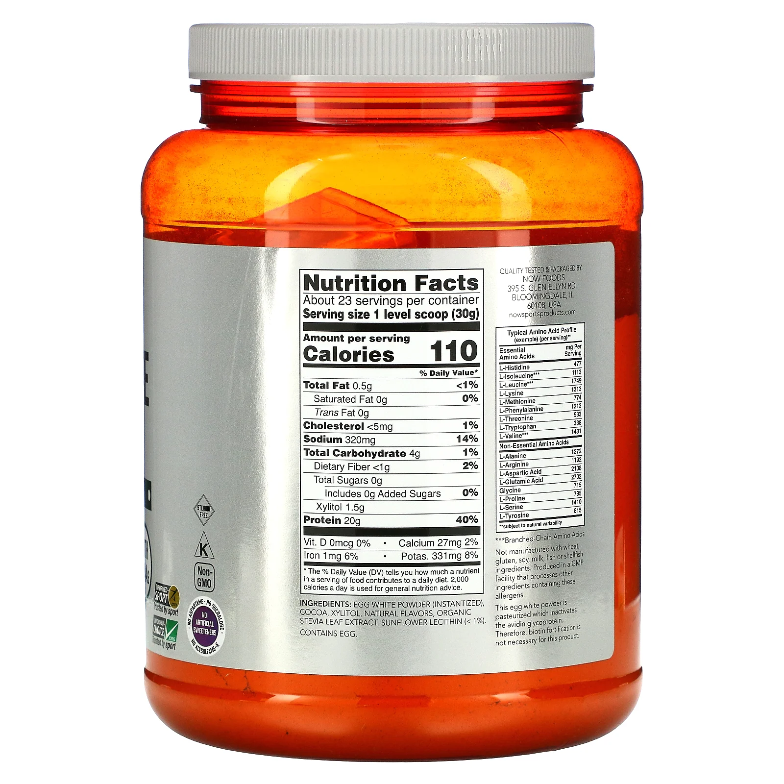 NOW Foods, Sports, протеин из яичного белка, сливочный шоколад, 680 г (1,5 фунта)