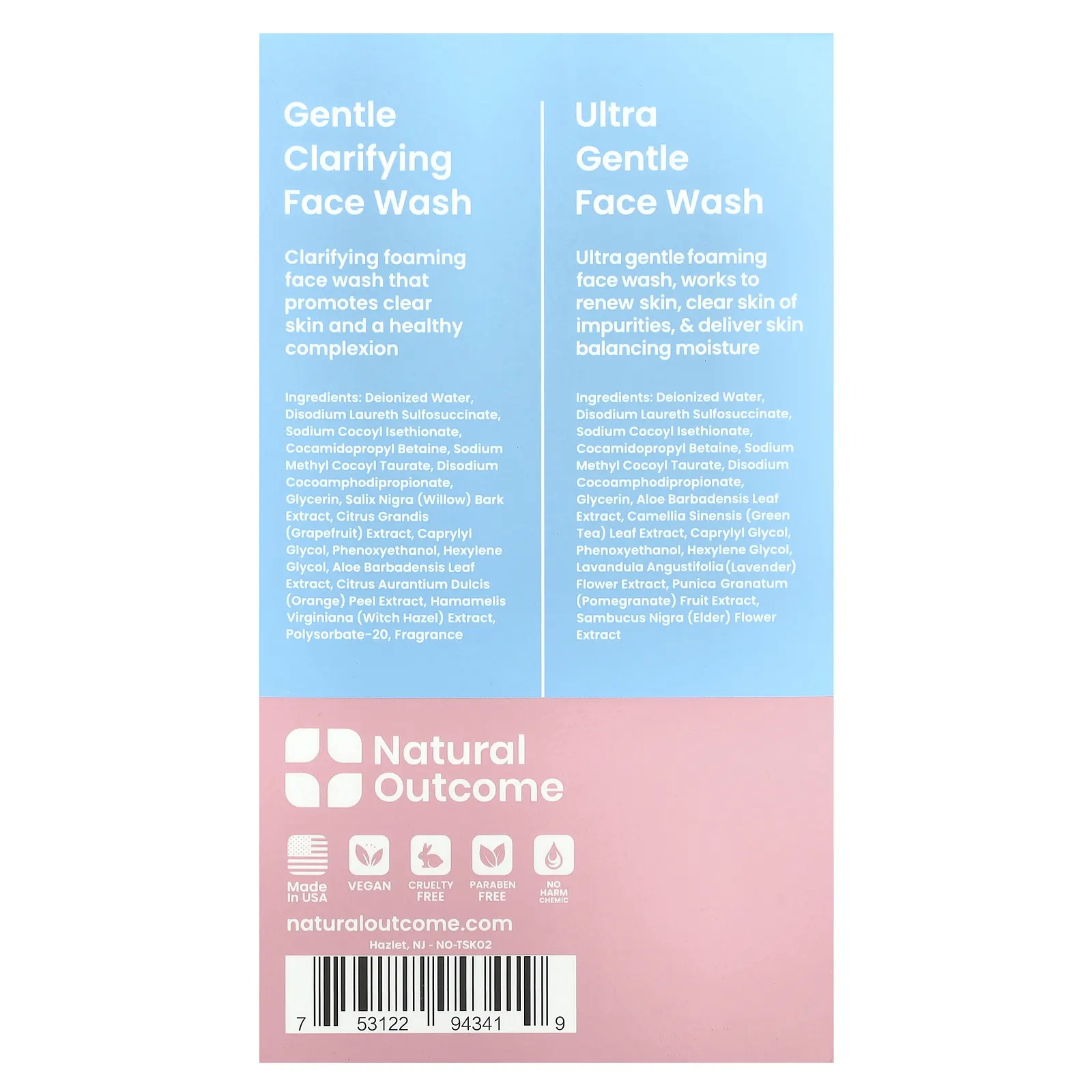 Natural Outcome, TeenSkin, дуэт для умывания, очищающий гель для душа, 1 набор, 150 мл (5 унций)