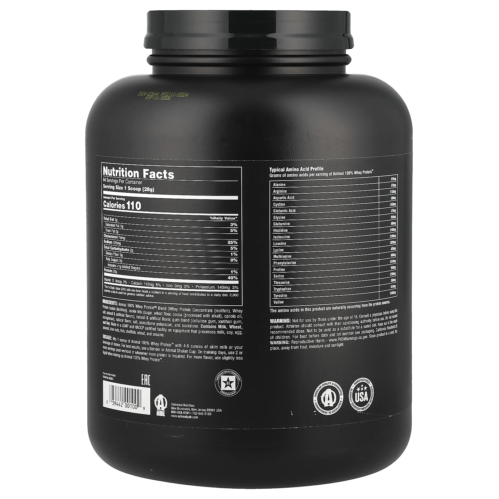 Animal, 100% Whey Protein Powder ™, печенье и сливки, 1,81 кг (4 фунта)